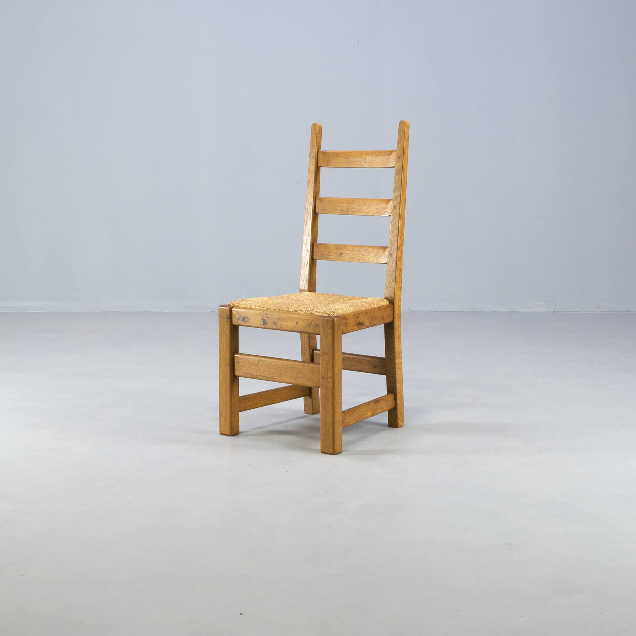 20th Century Brutalist High Back Dining Chair Set / 6 For Sale
