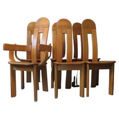 Brutalist High Back Dining Chairs, Set of 6