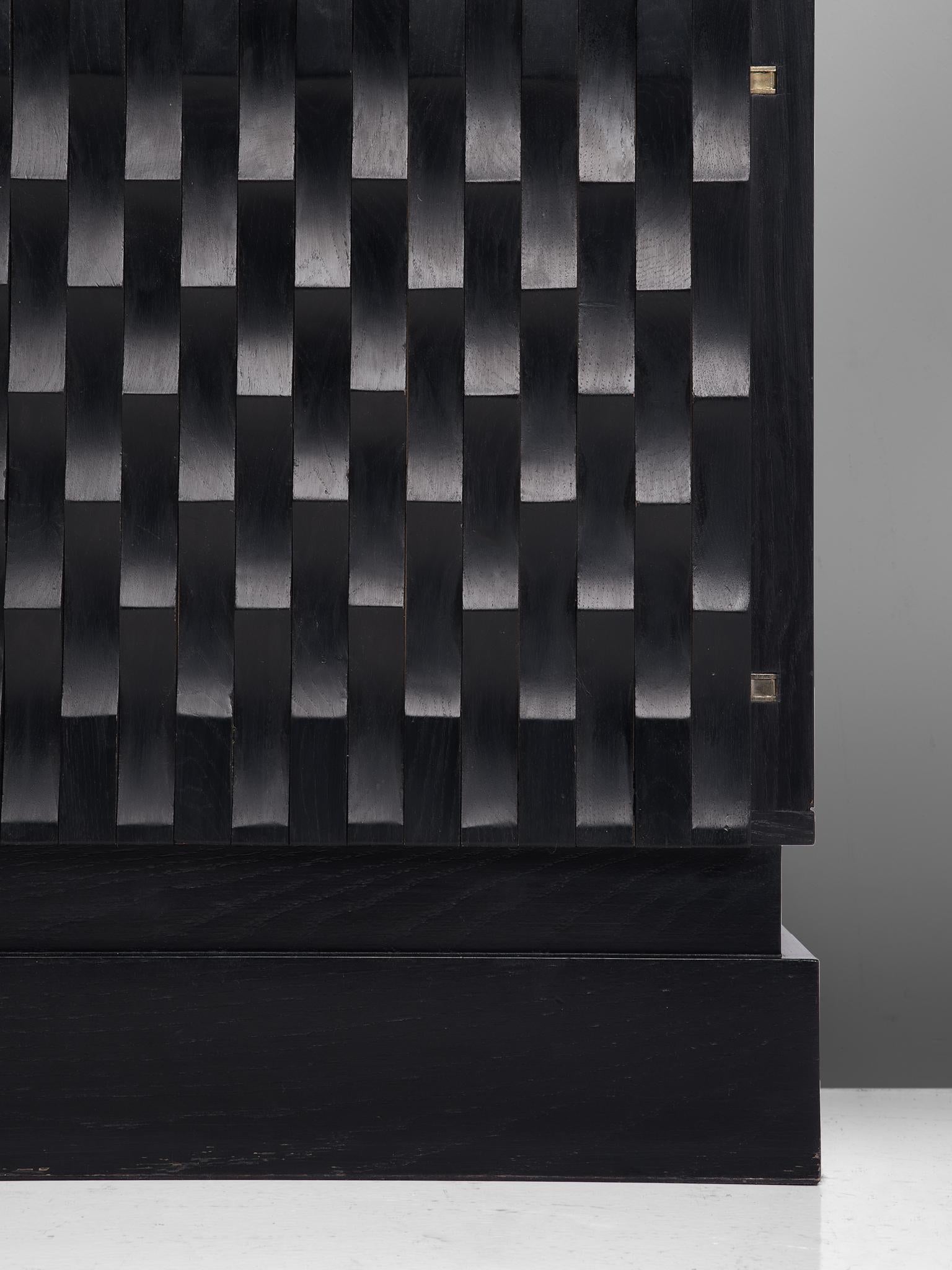 Brutalist Highboard in Black Stained Wood 3