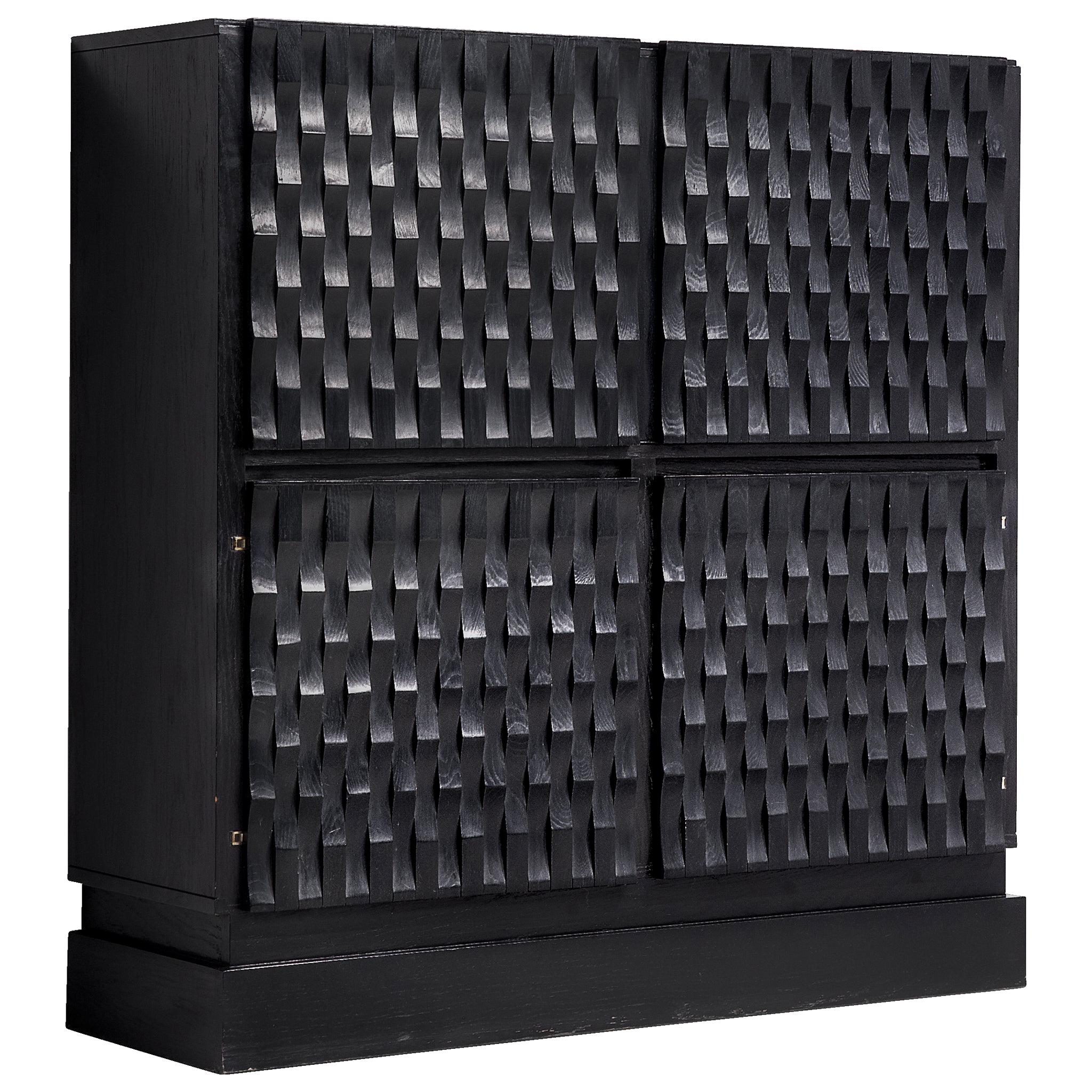 Brutalist Highboard in Black Stained Wood