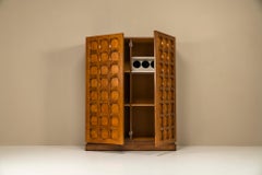 Brutalist Highboard in Dark Oak, Model 'Sonate', by Frans Defour, Belgium, 1970s