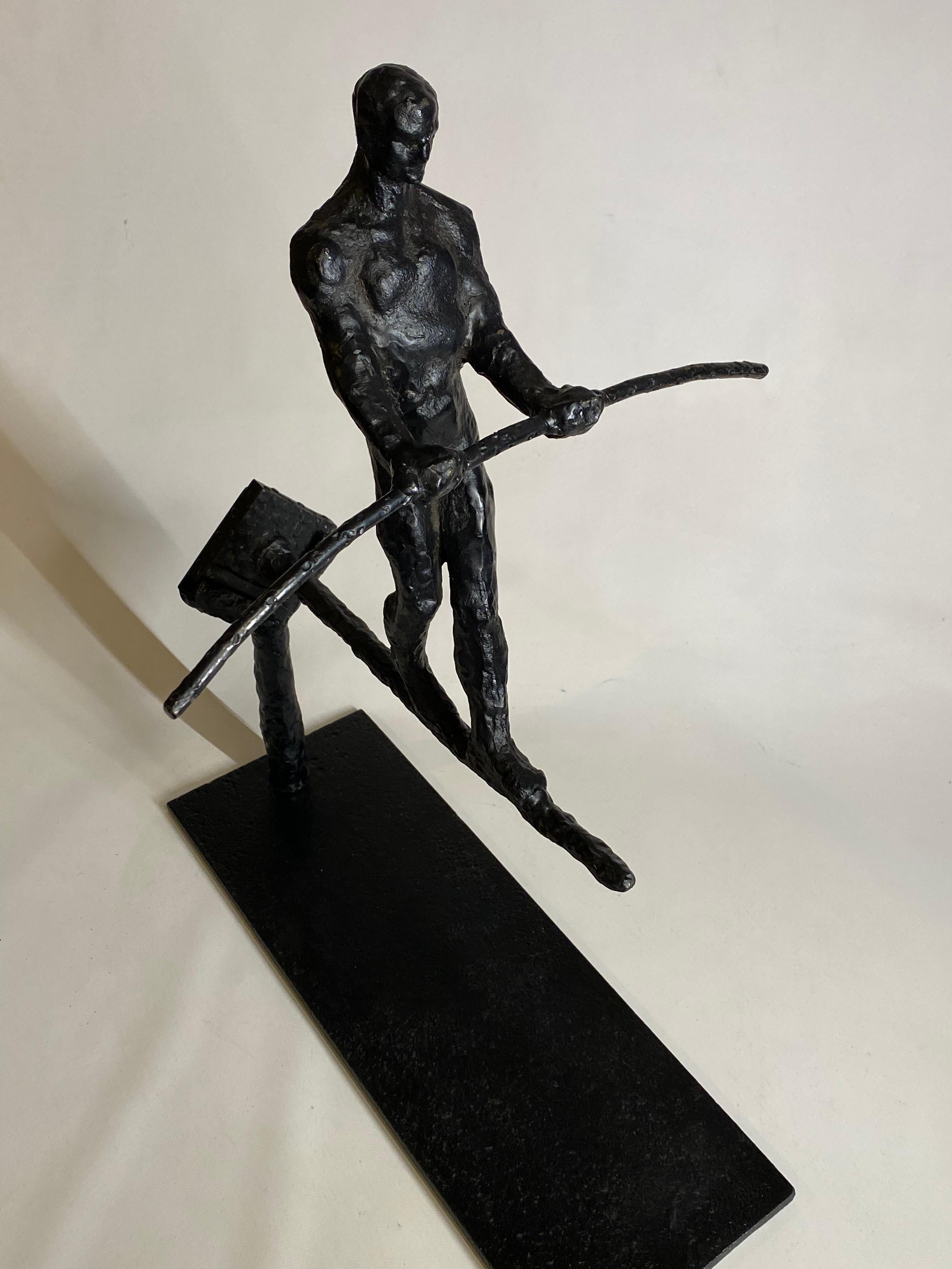 Cast Brutalist Highwire Tightrope Walker Sculpture For Sale