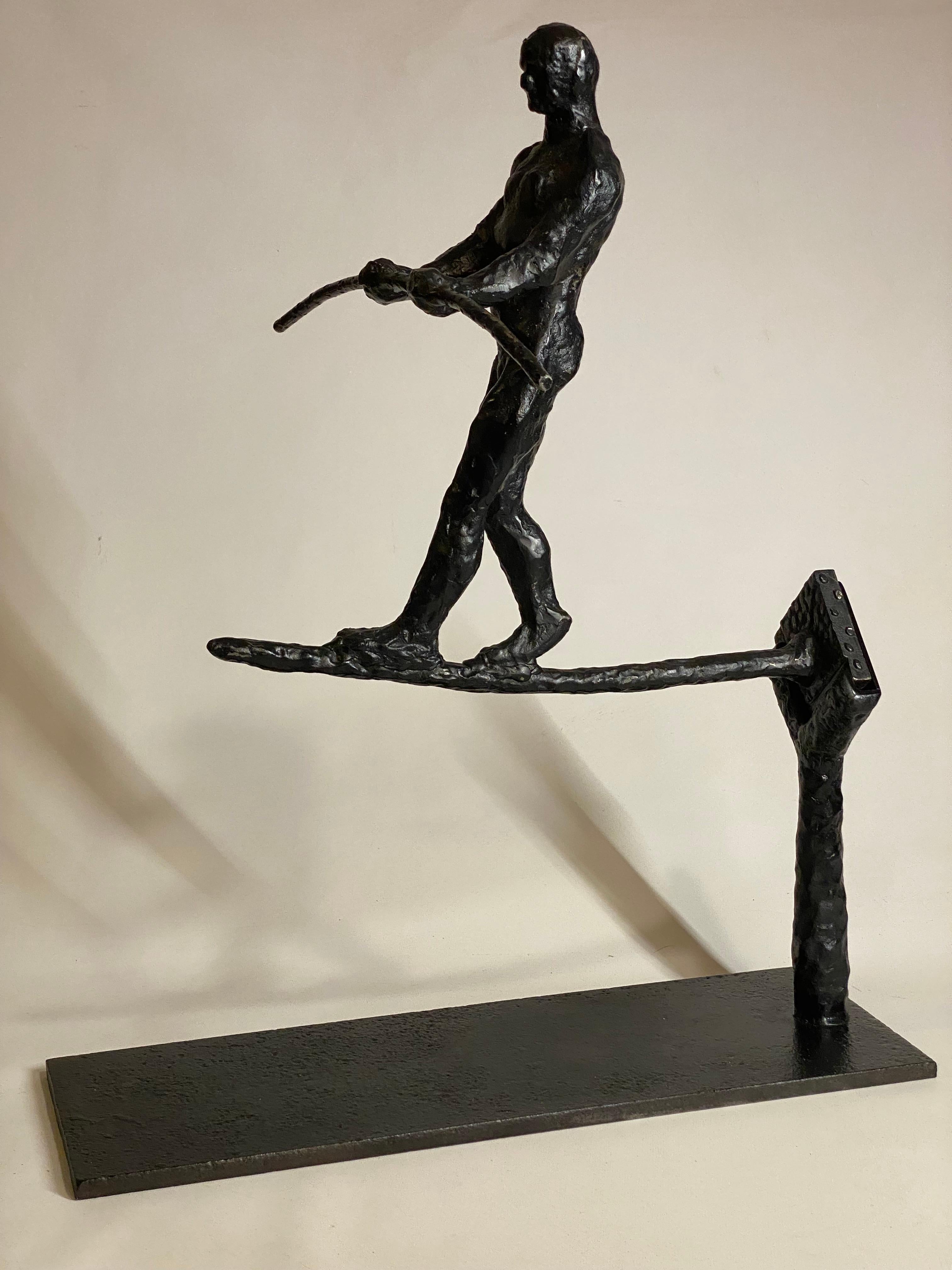 Late 20th Century Brutalist Highwire Tightrope Walker Sculpture For Sale
