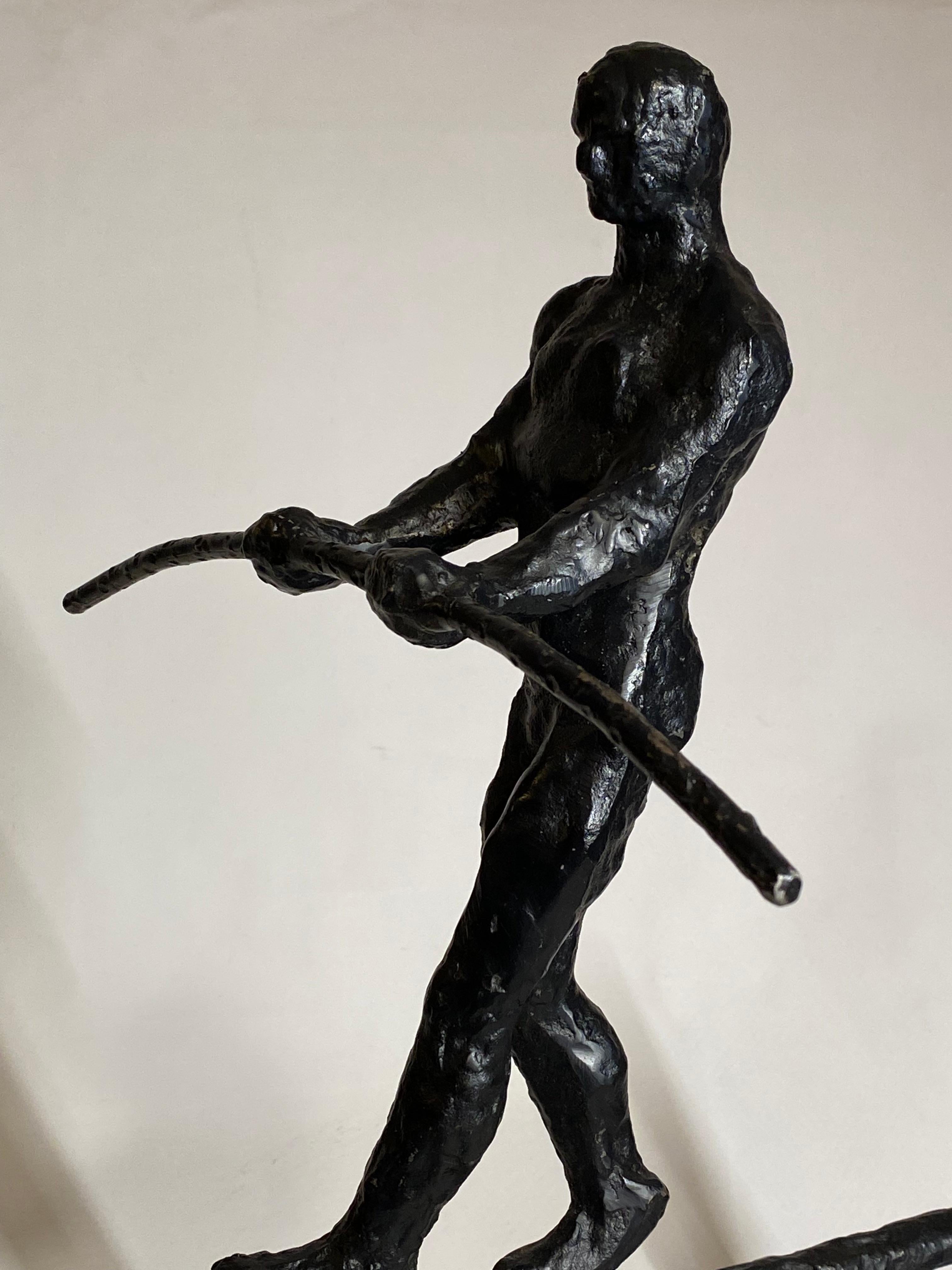 Late 20th Century Brutalist Highwire Tightrope Walker Sculpture For Sale