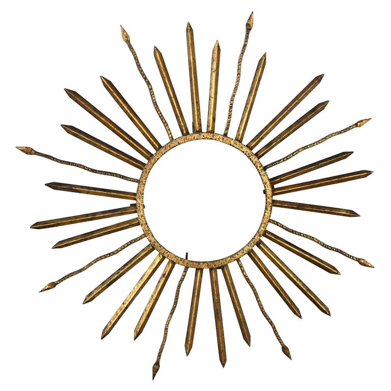 Brutalist Hollywood Regency Mid-Century Gilt Metal Sunburst Starburst ...