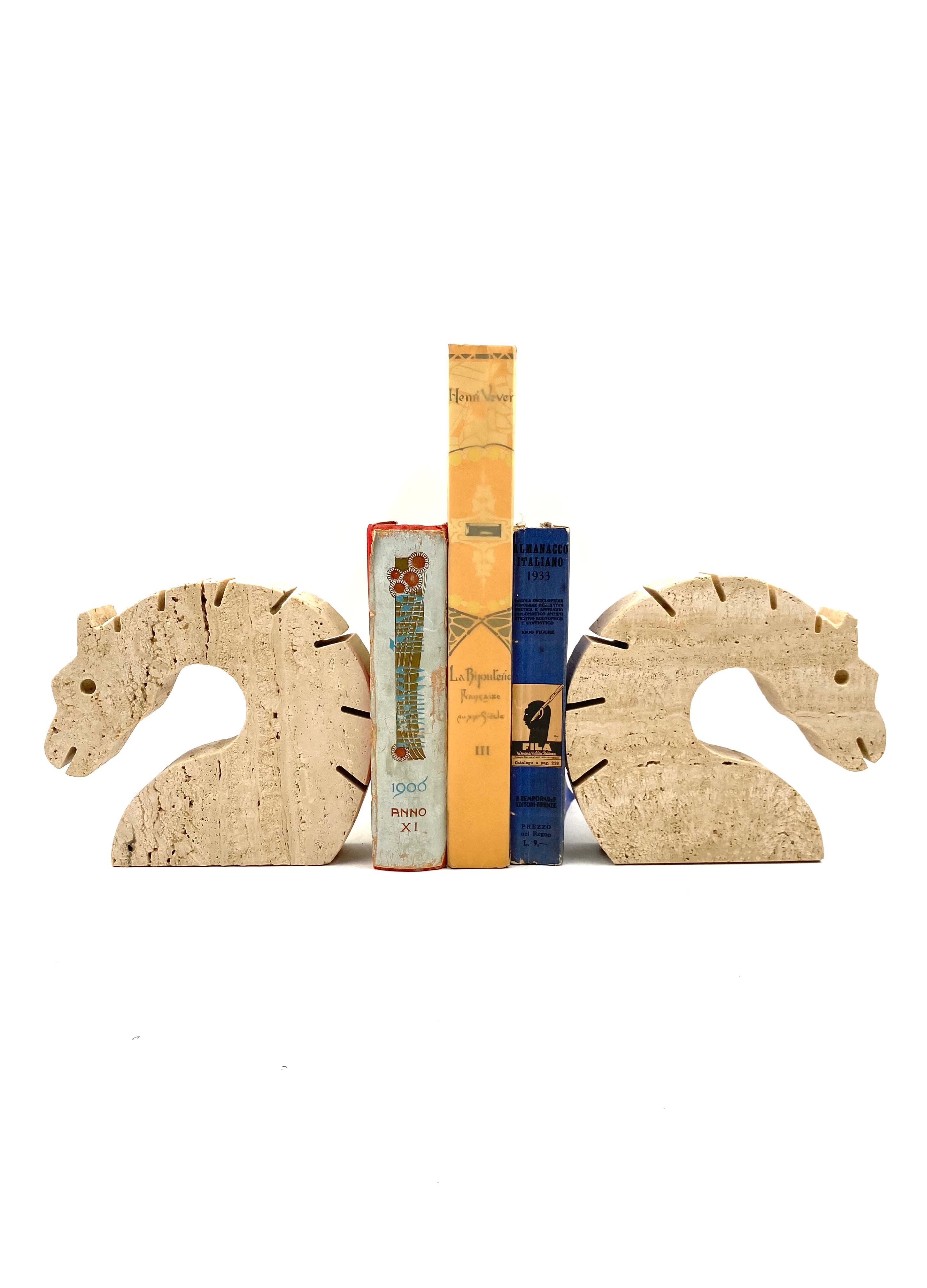 Brutalist Horses / Dragons Travertine Bookends, Fratelli Mannelli, Italy, 1970s For Sale 6