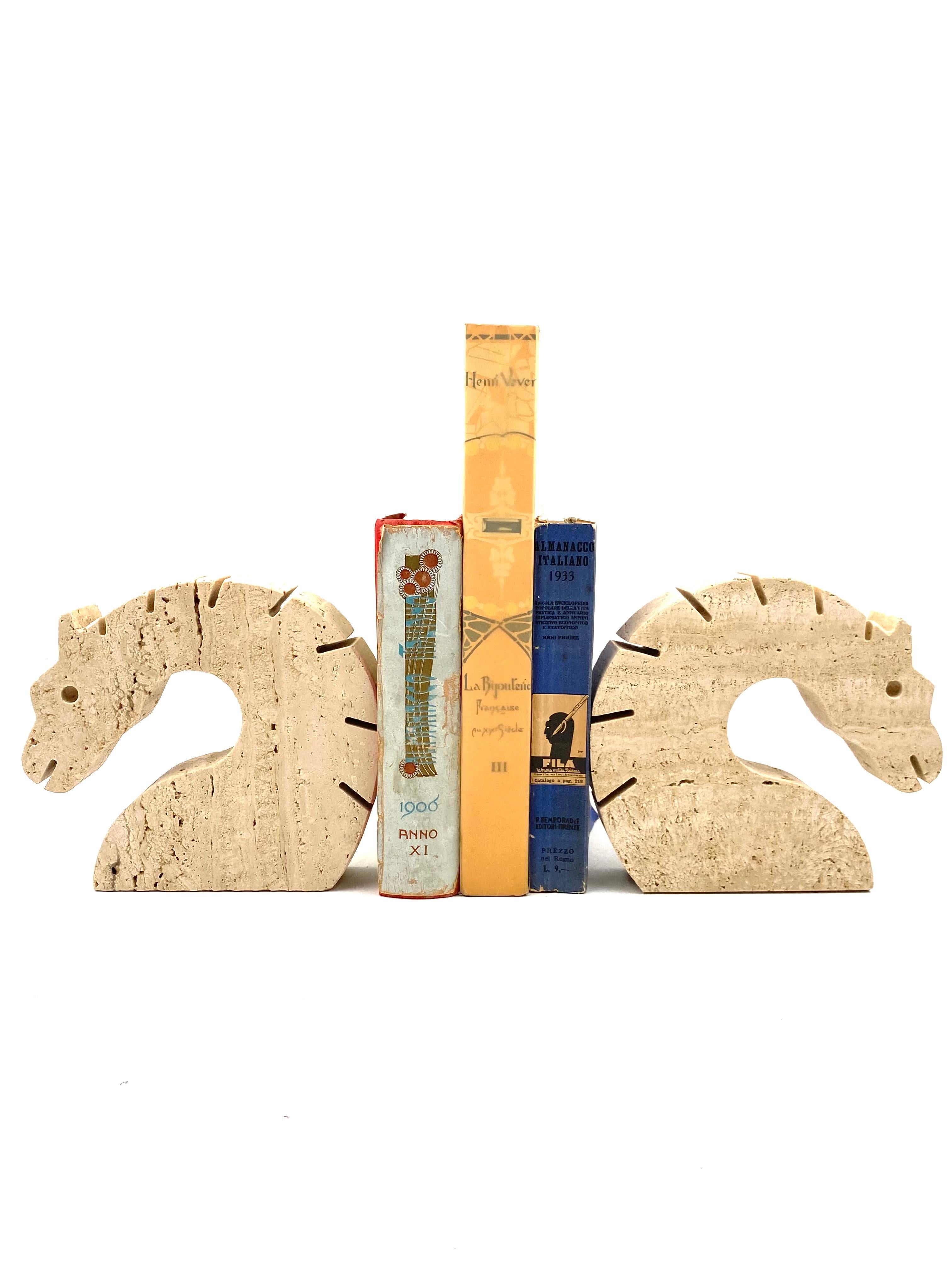Brutalist Horses / Dragons Travertine Bookends, Fratelli Mannelli, Italy, 1970s For Sale 7