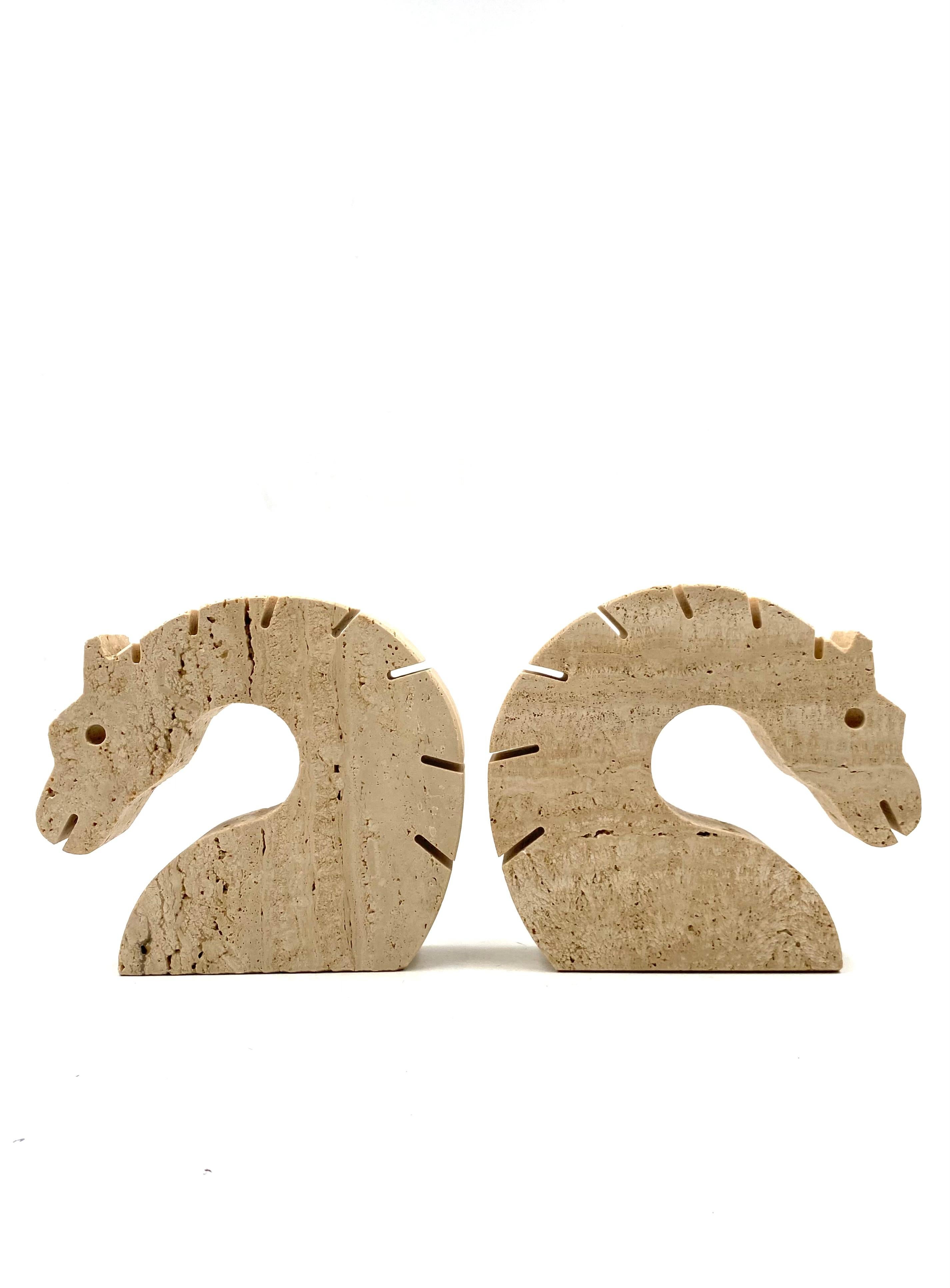 Brutalist Horses / Dragons Travertine Bookends, Fratelli Mannelli, Italy, 1970s For Sale 2