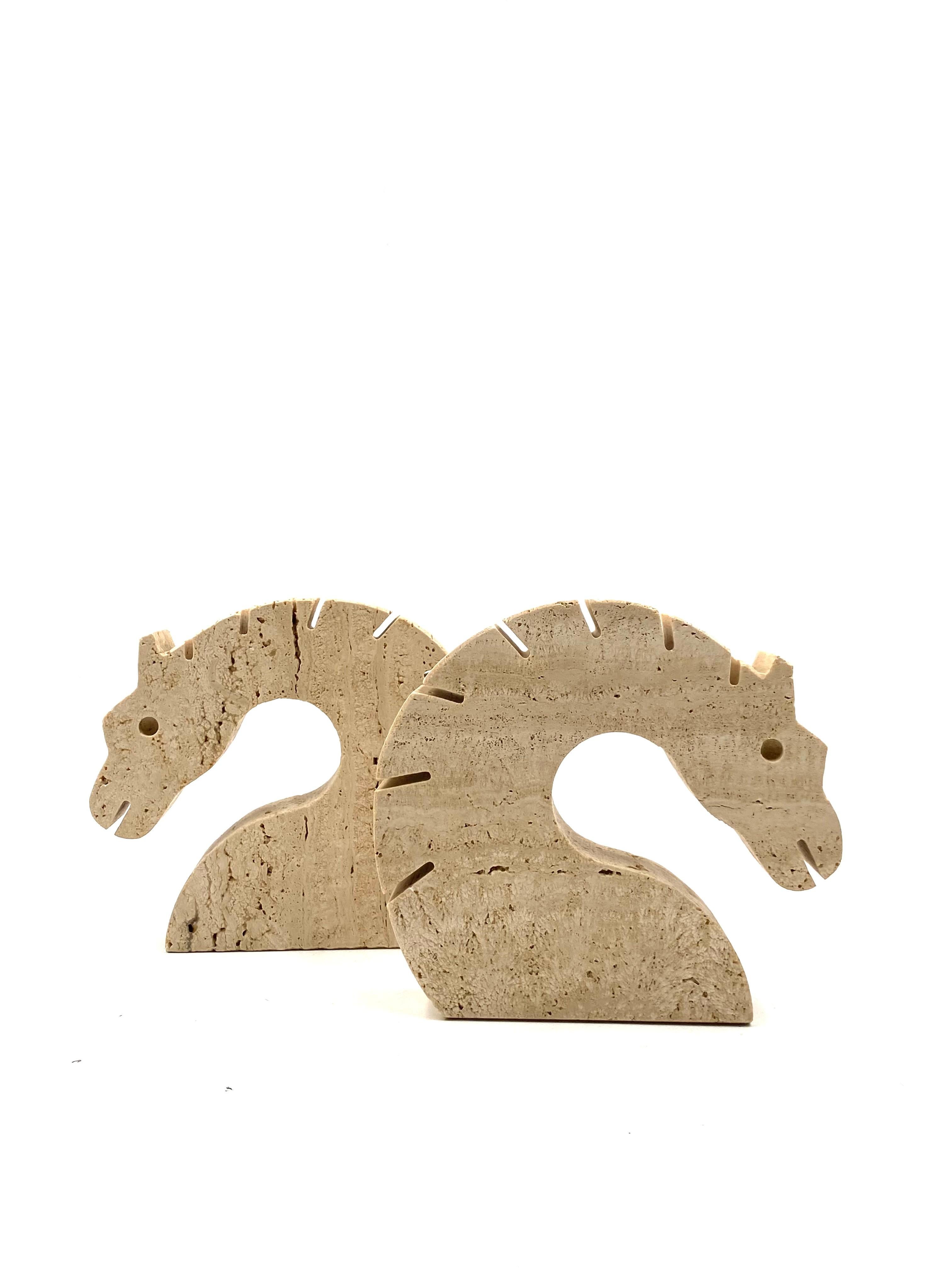 Brutalist Horses / Dragons Travertine Bookends, Fratelli Mannelli, Italy, 1970s For Sale 4