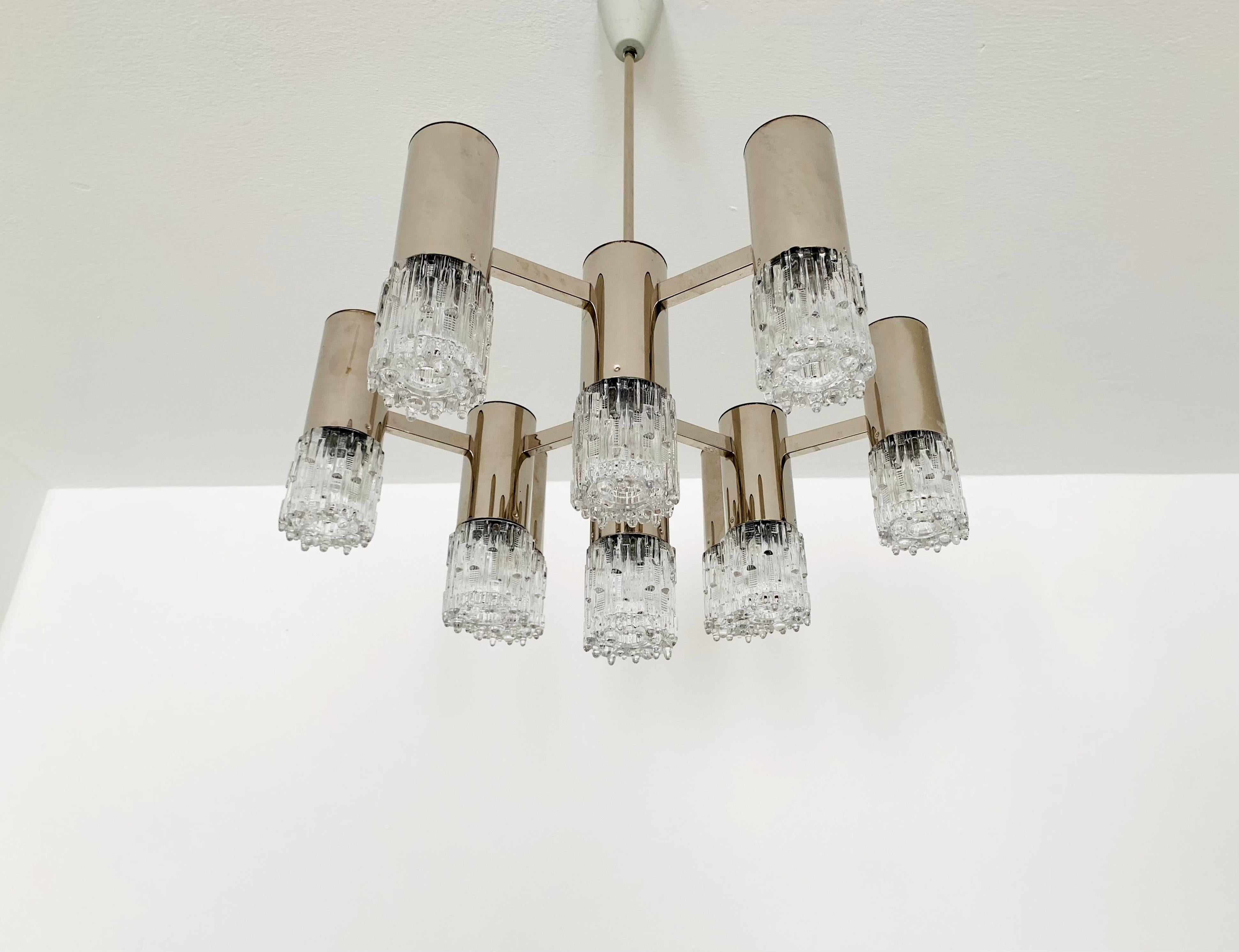 Brutalist Ice Glass Chandelier For Sale 6