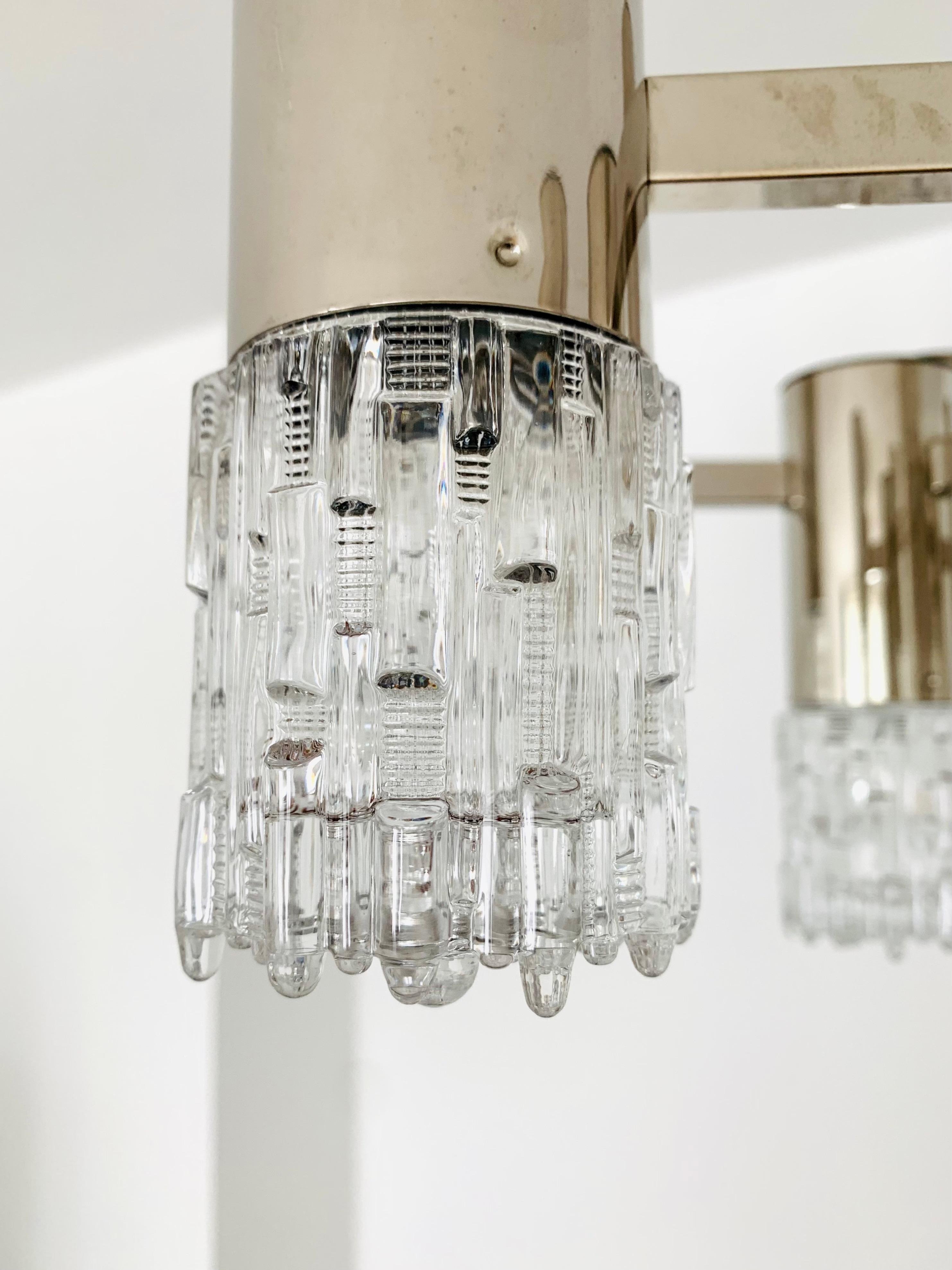 Mid-20th Century Brutalist Ice Glass Chandelier For Sale