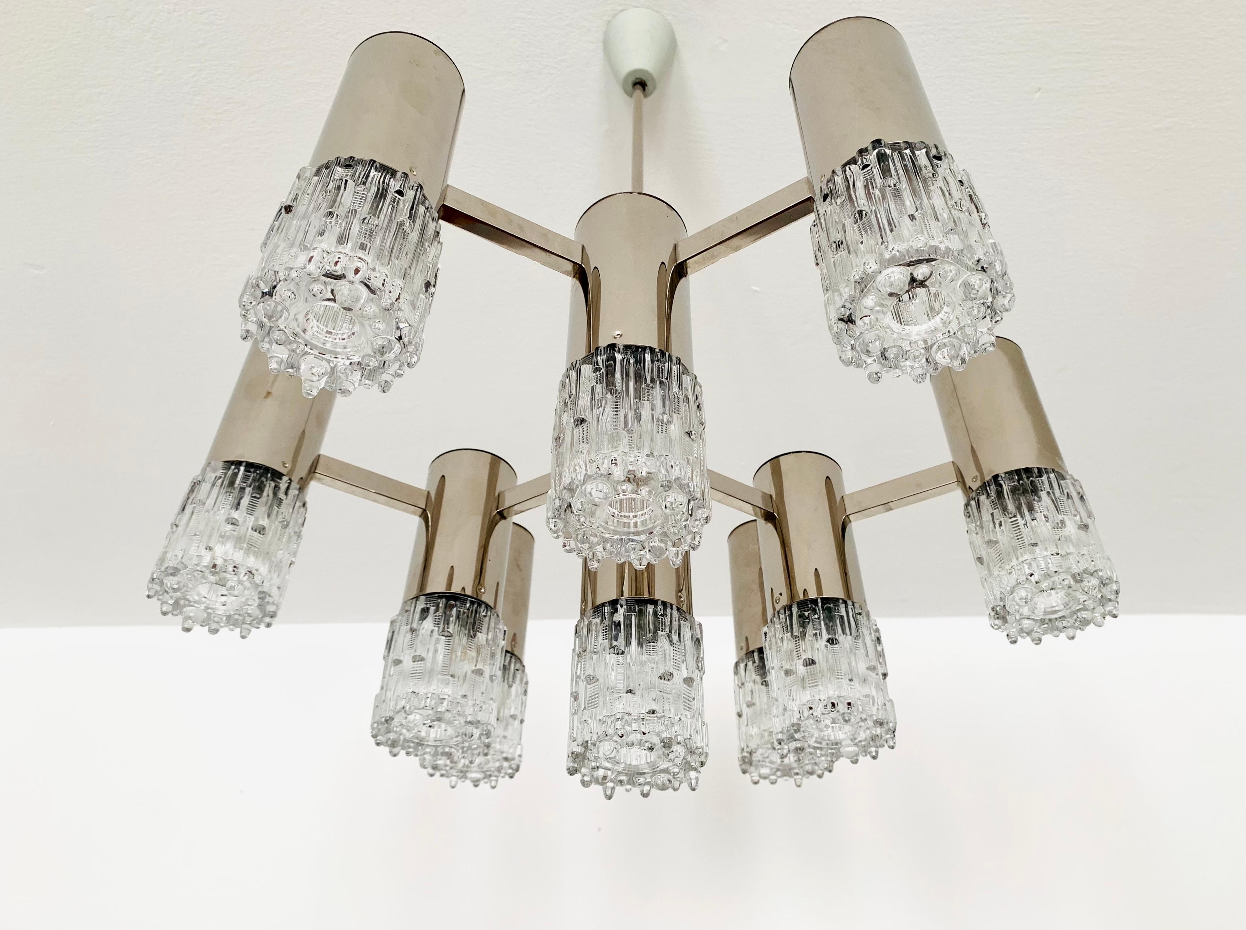 Brutalist Ice Glass Chandelier For Sale 1