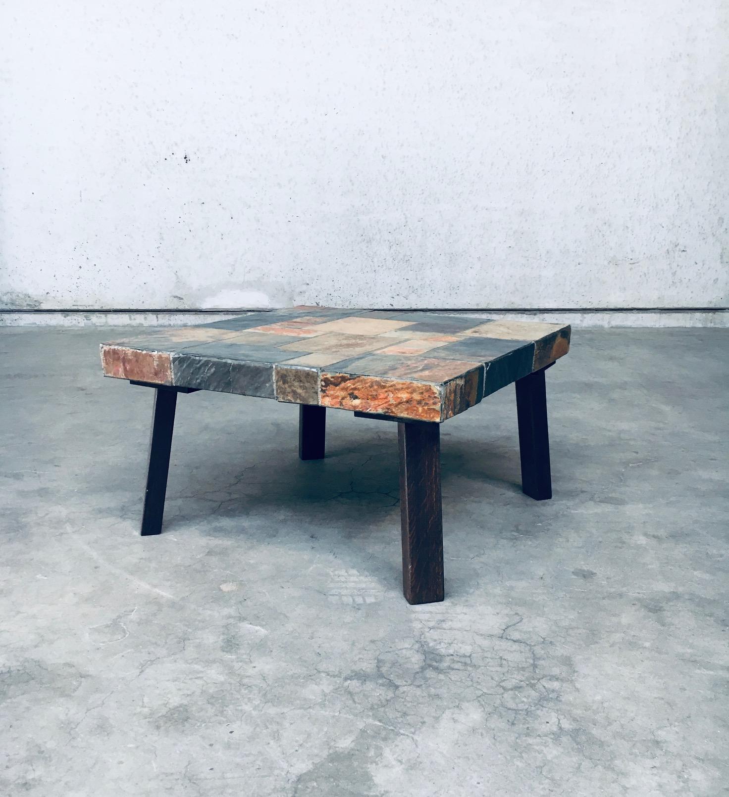 Belgian Brutalist in Style Slate Stone Coffee Table, 1970's For Sale