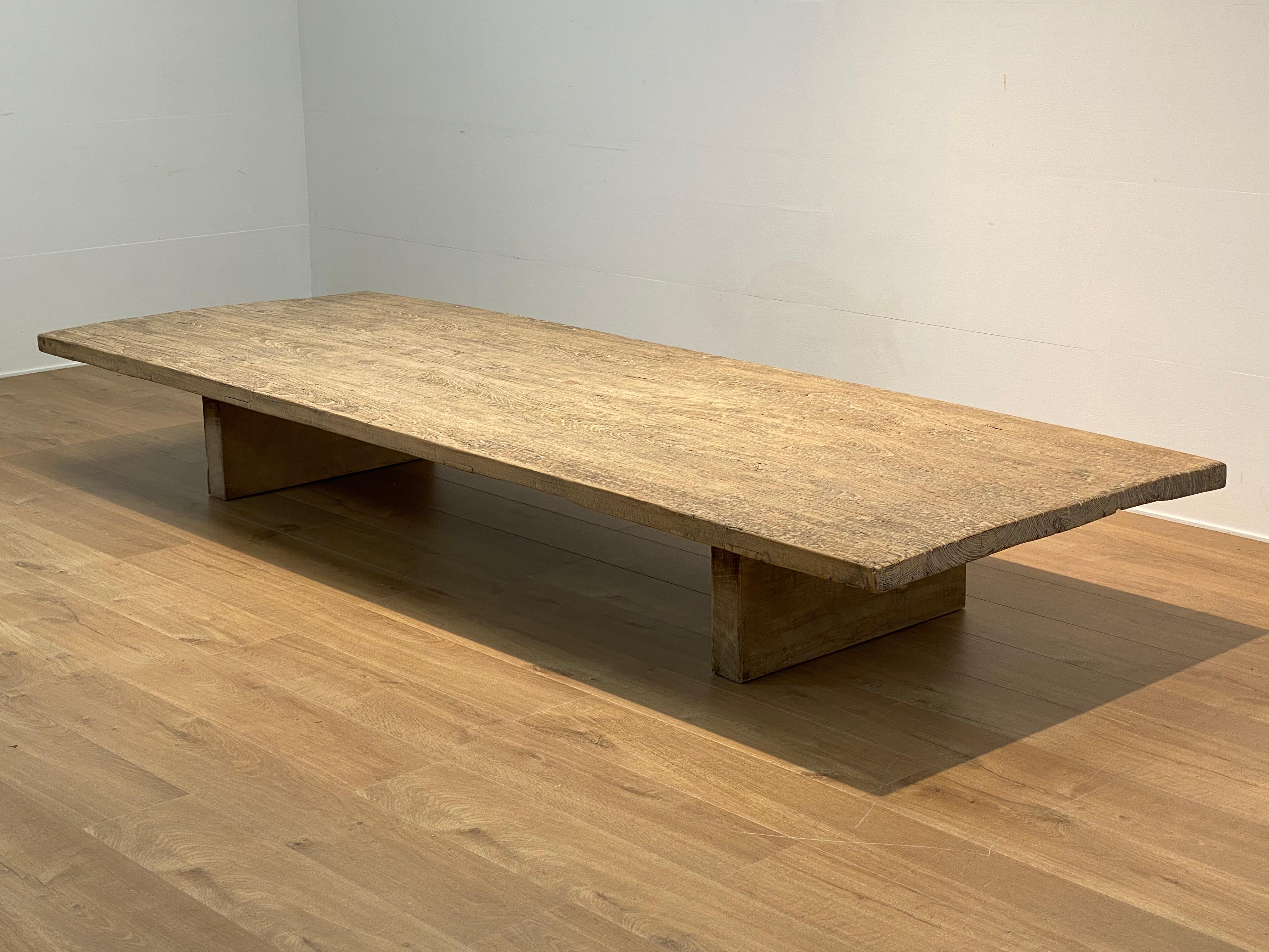 Brutalist, Industrial XXl  Wooden Sofa Table For Sale 5
