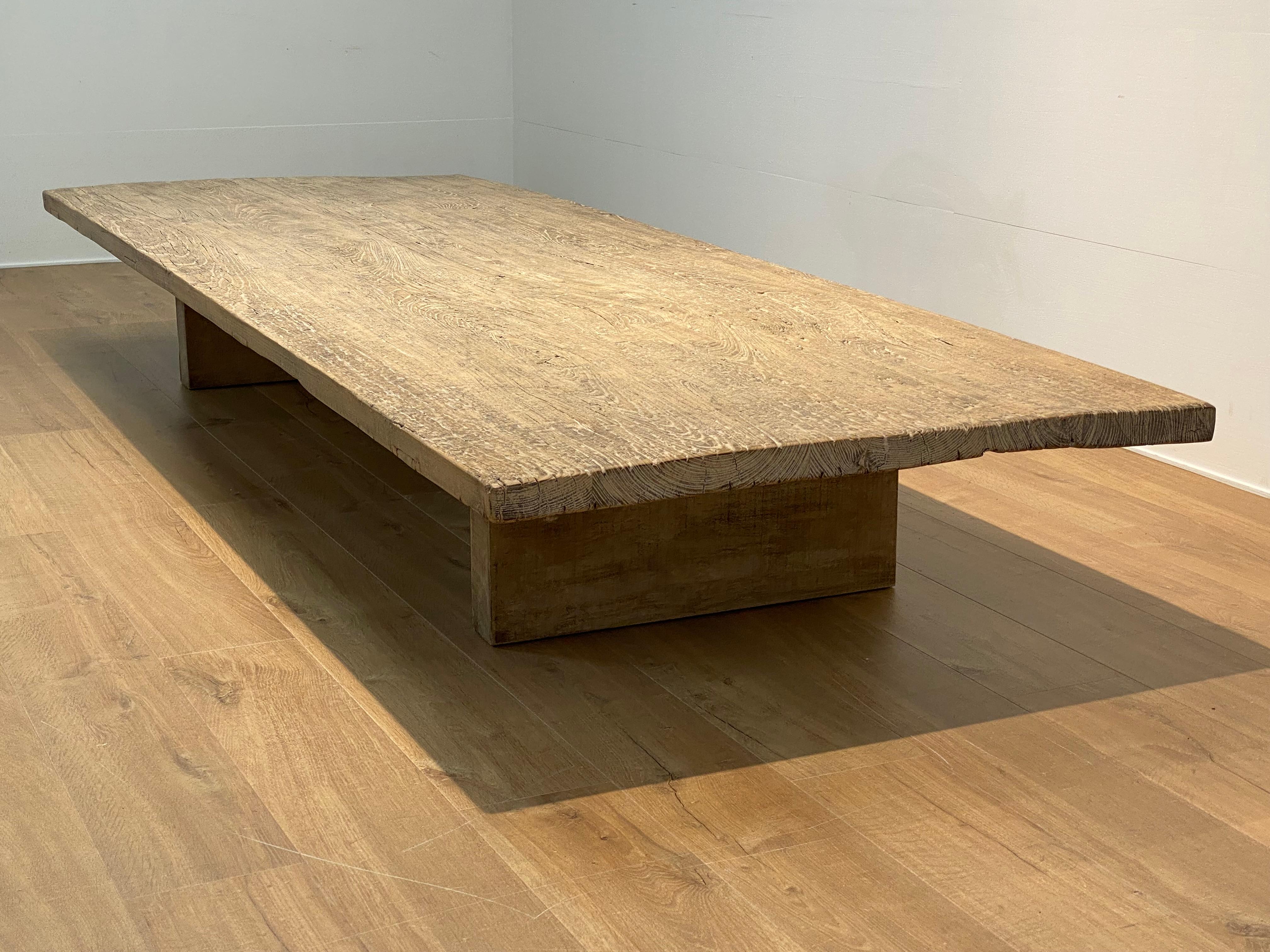 Indonesian Brutalist, Industrial XXl  Wooden Sofa Table For Sale