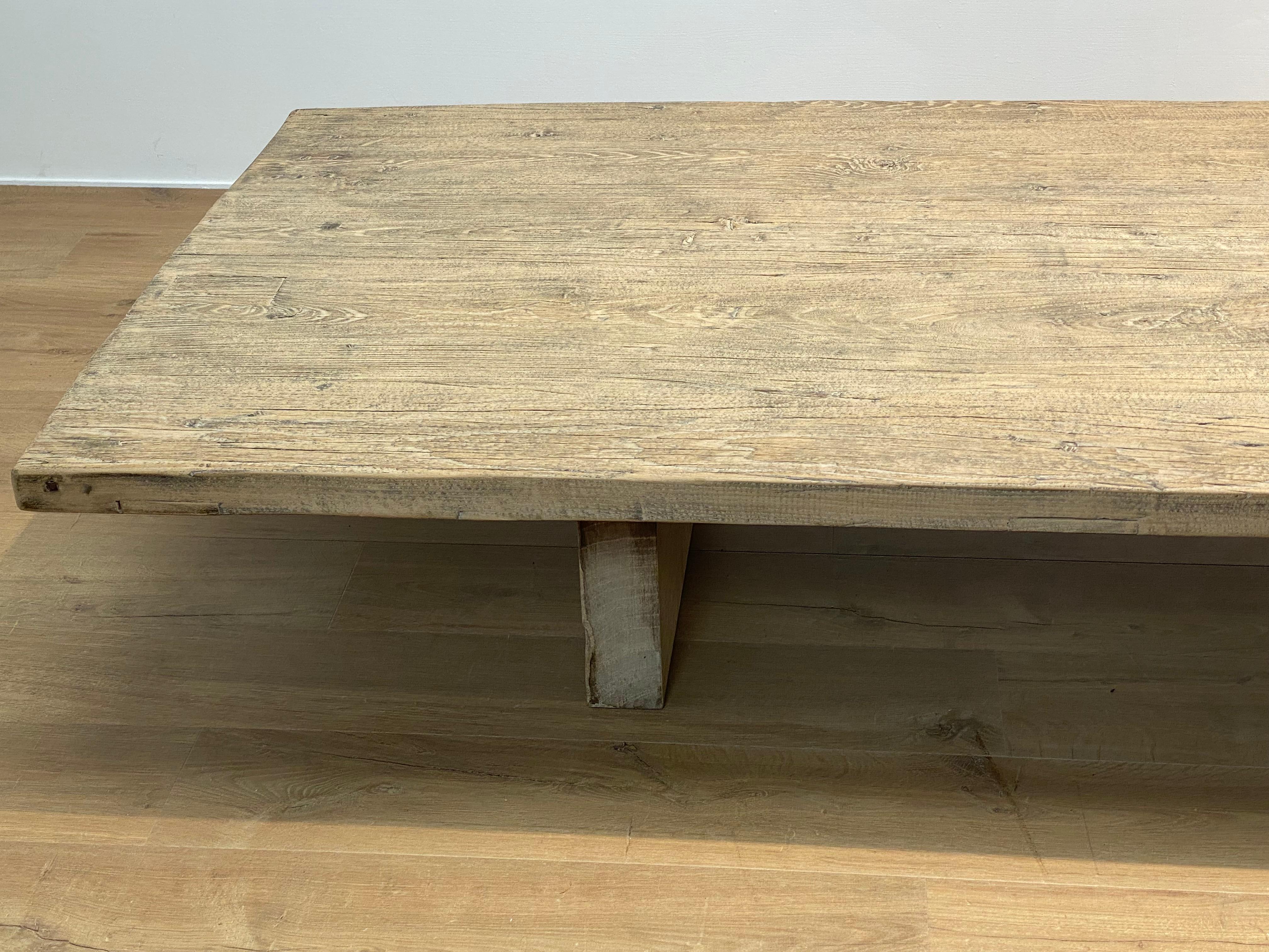 Brutalist, Industrial XXl  Wooden Sofa Table For Sale 2