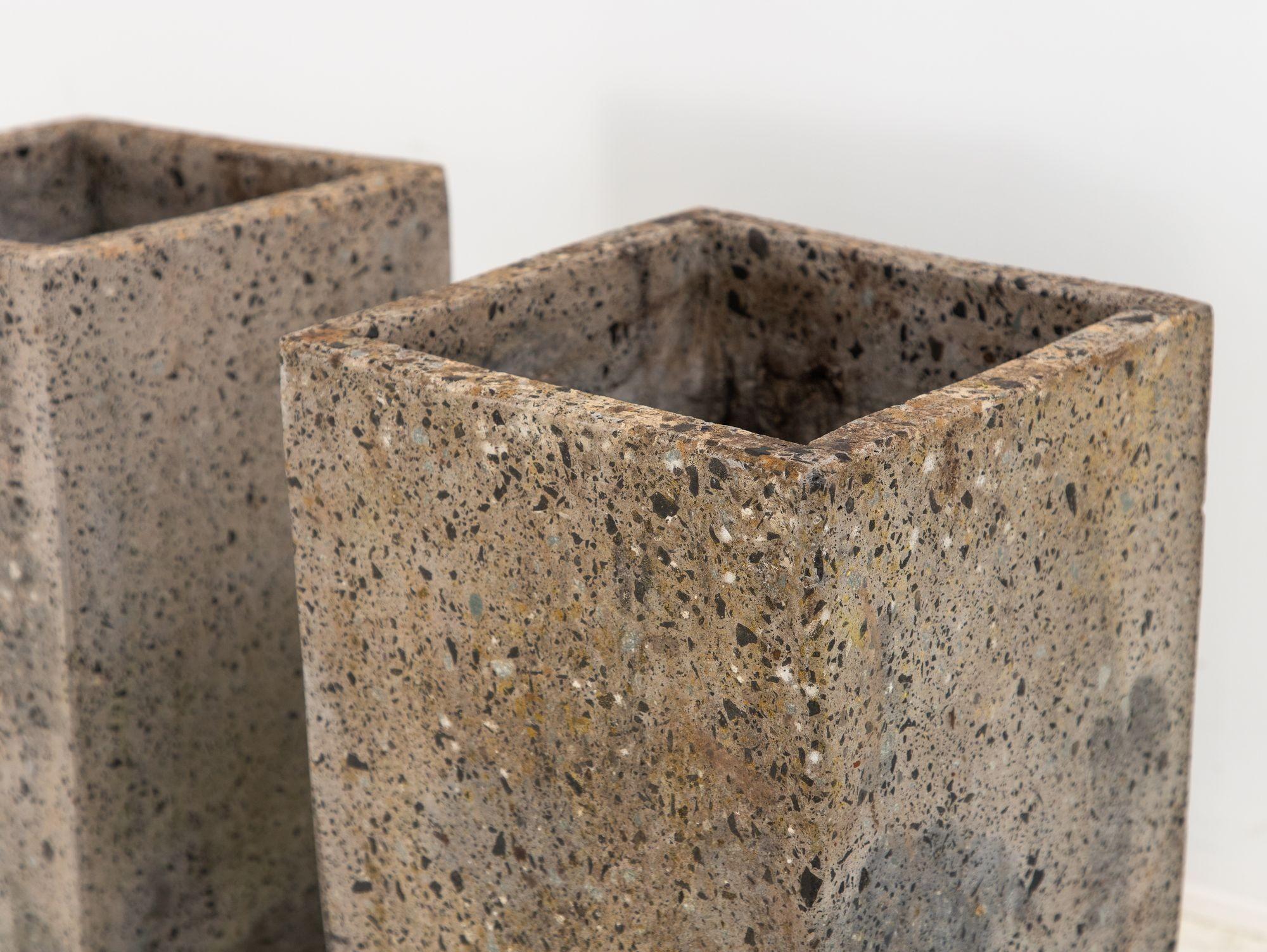 Brutalist Inspired Pair of Mixed Stone Planters, 20th Century For Sale 1