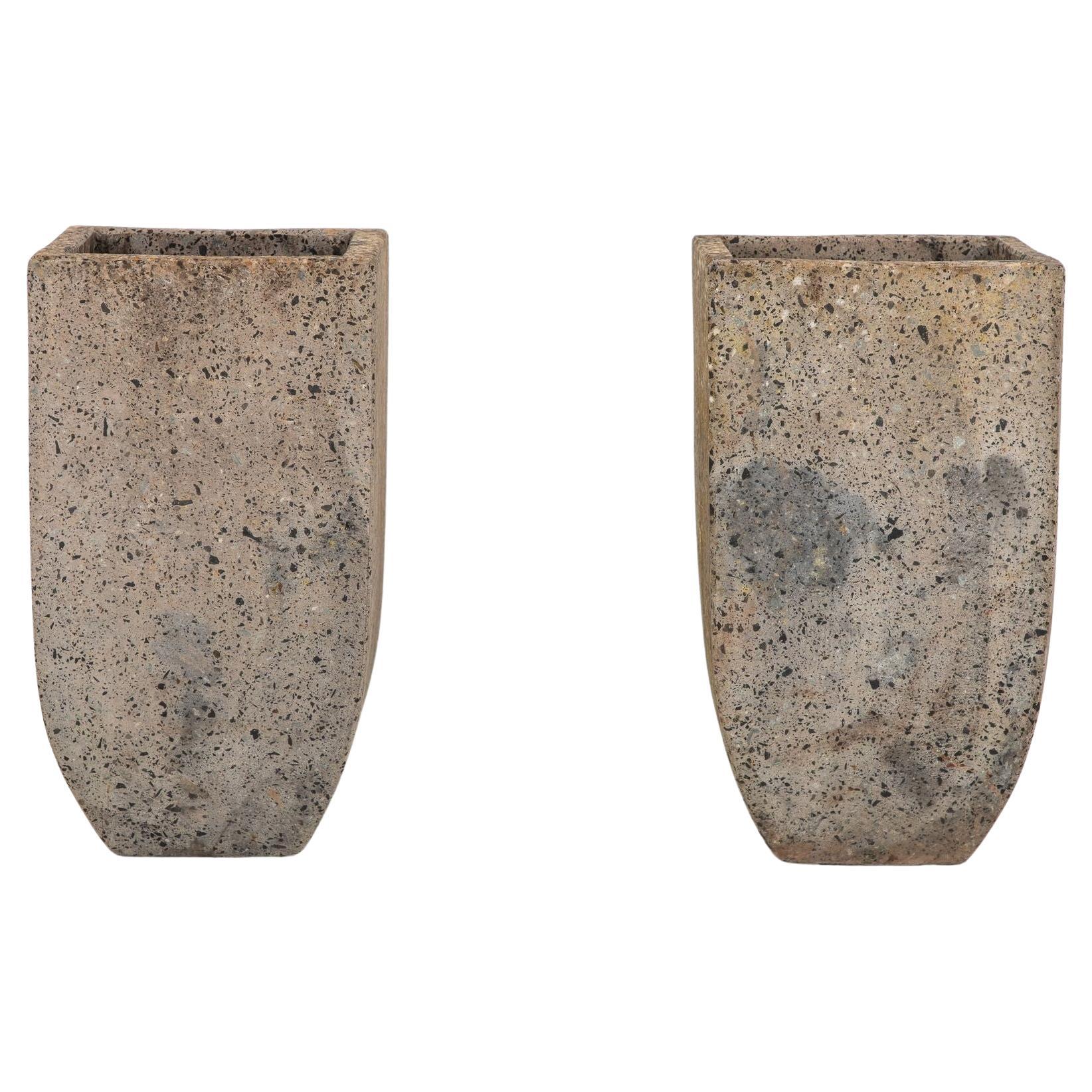 Brutalist Inspired Pair of Mixed Stone Planters, 20th Century For Sale