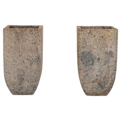 Brutalist Inspired Pair of Mixed Stone Planters, 20th Century