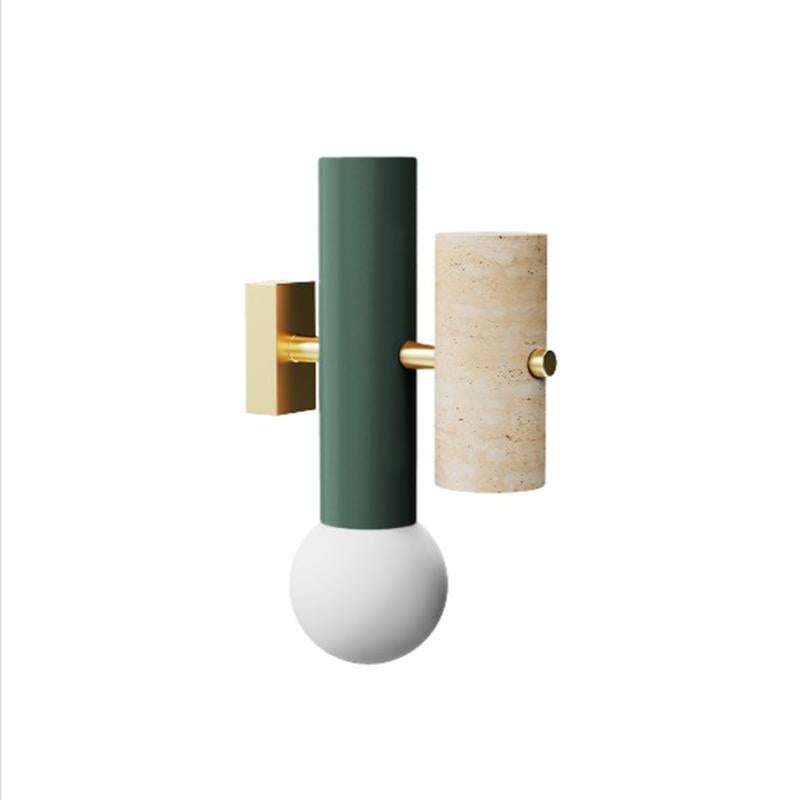 Portuguese Brutalist Inspired Wall Sconce Pyppe Salmon Pink, Polished Brass by UTU Lamps For Sale