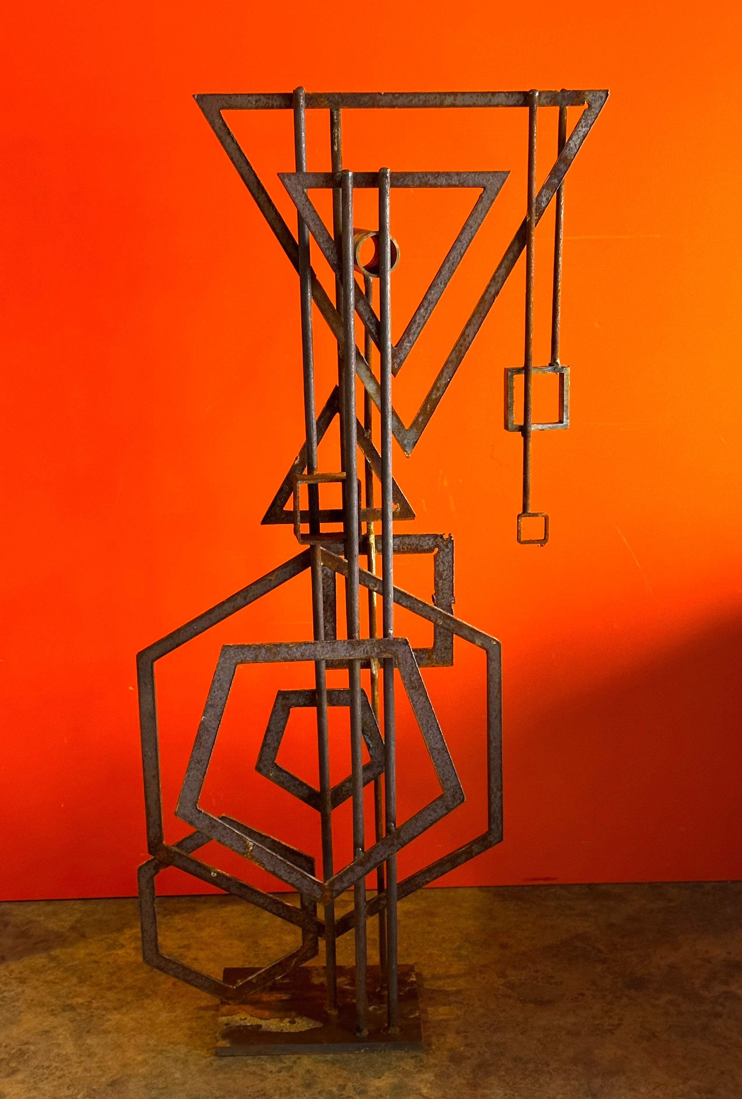 Mid-Century Modern Brutalist Iron Abstract Sculpture by Frank Cota For Sale