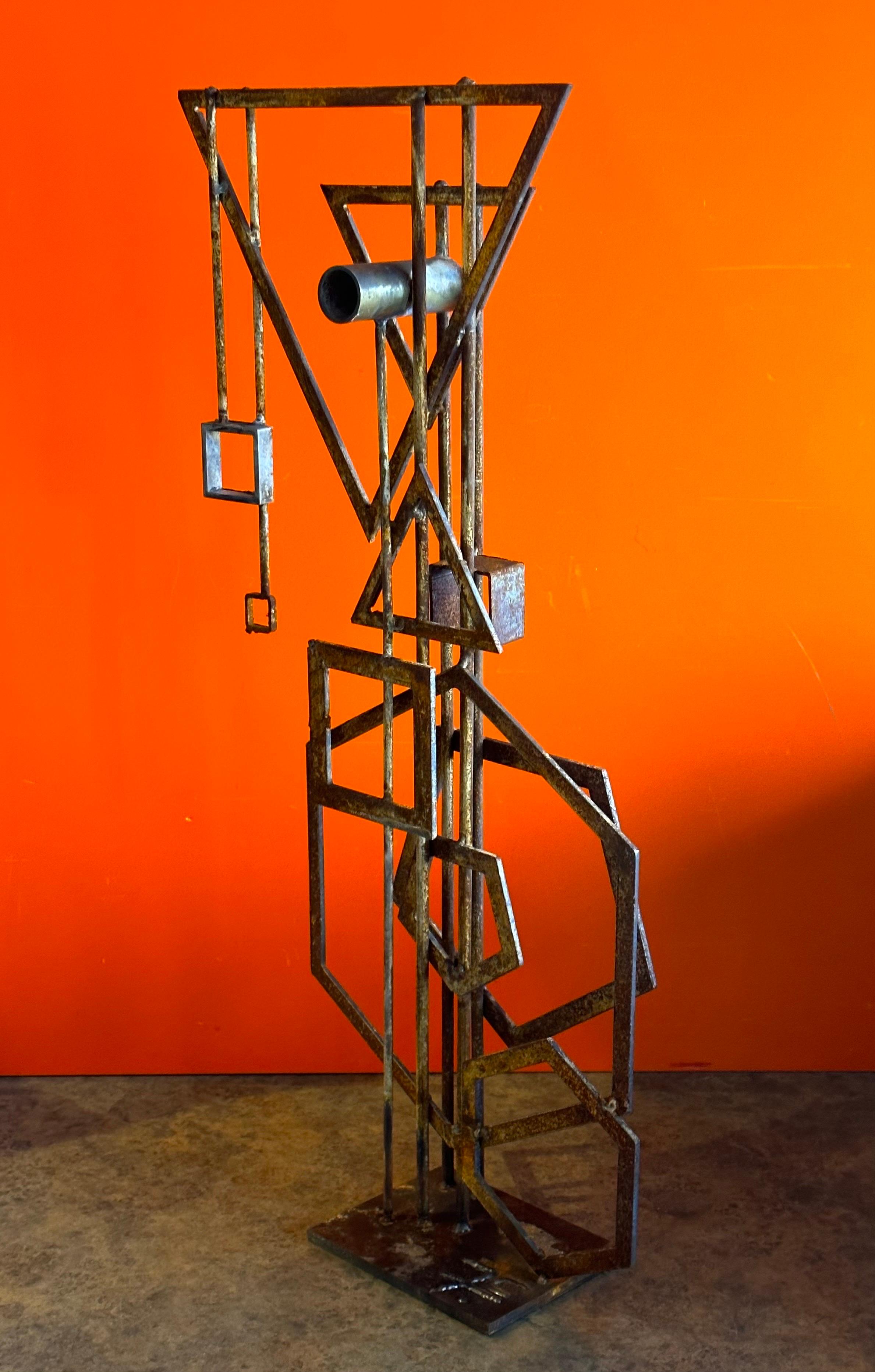 American Brutalist Iron Abstract Sculpture by Frank Cota For Sale