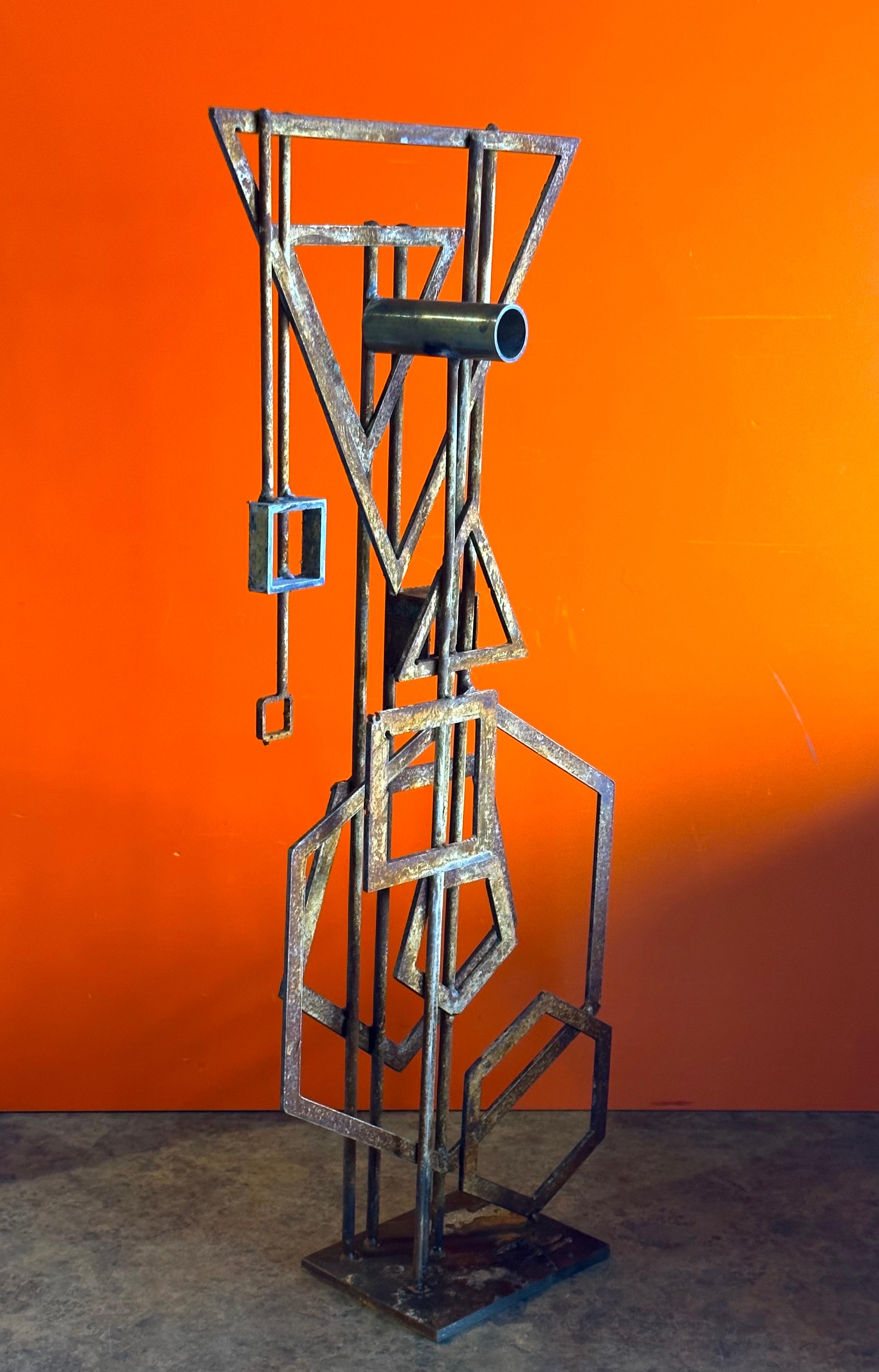 Welded Brutalist Iron Abstract Sculpture by Frank Cota For Sale