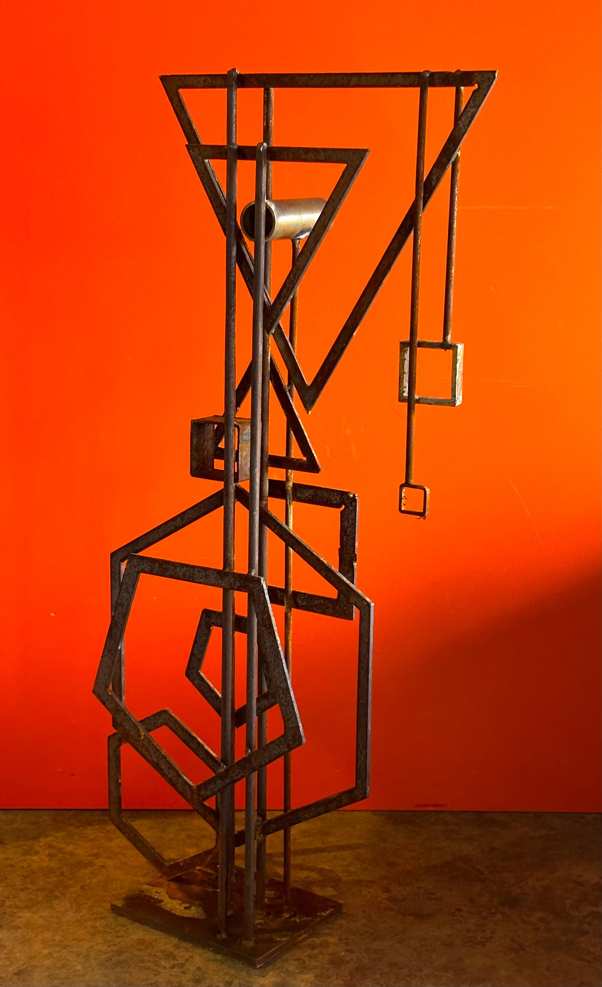 Brutalist Iron Abstract Sculpture by Frank Cota In Good Condition For Sale In San Diego, CA