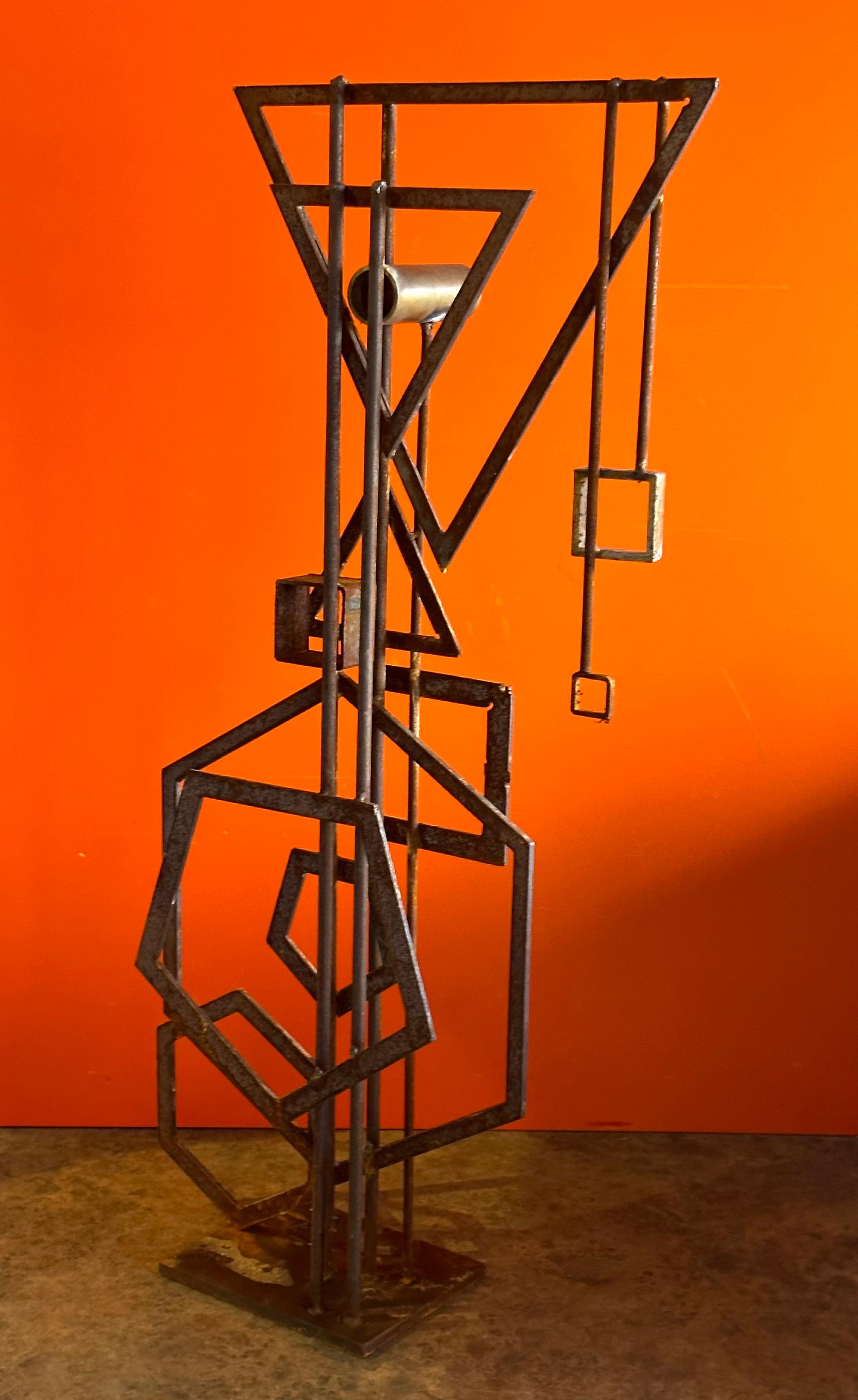 Brutalist Iron Abstract Sculpture by Frank Cota For Sale 1