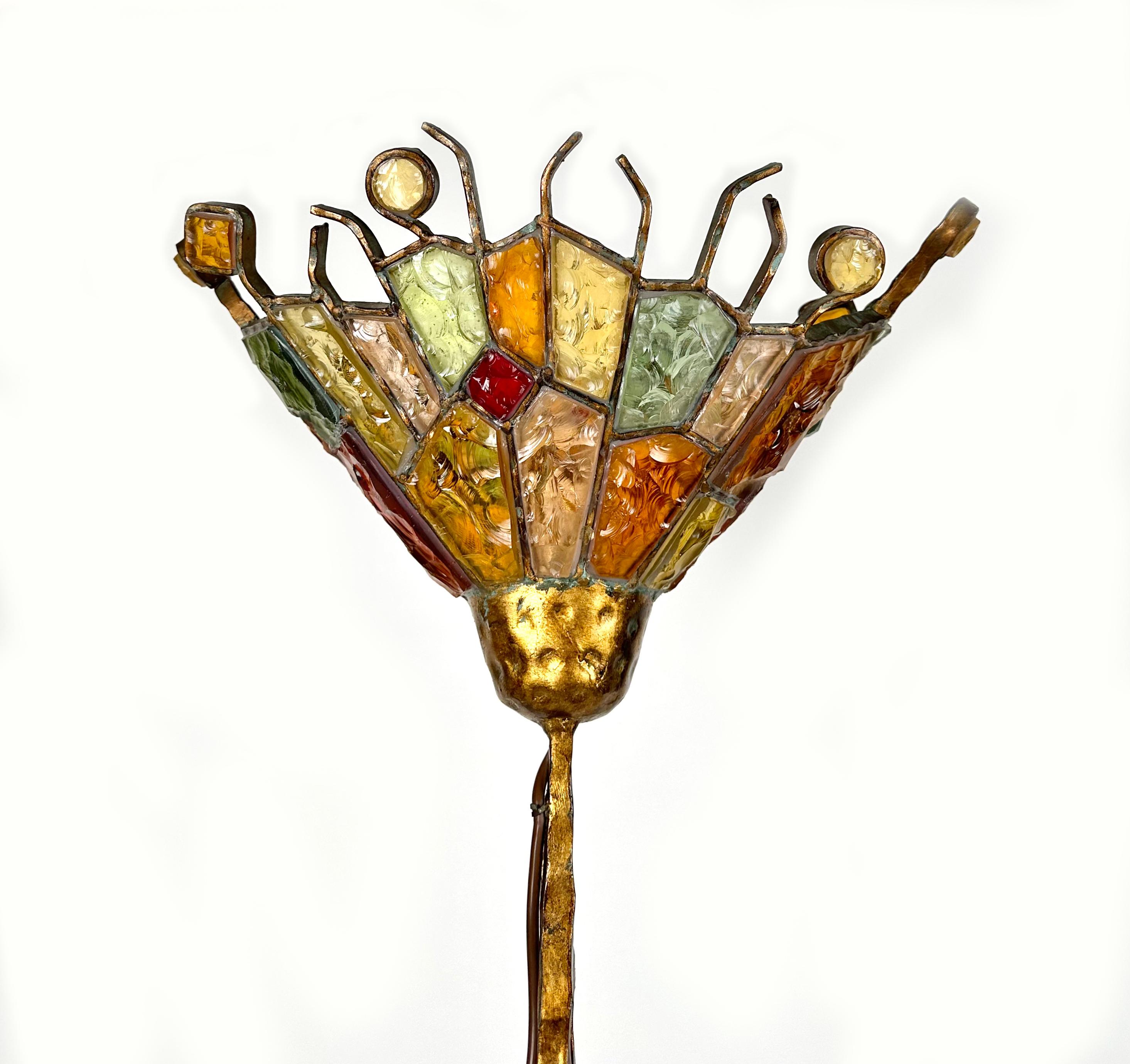 Brutalistische Stehlampe aus Eisen und Kunstglas Albano Poli für Poliarte, Italien 1970er Jahre im Zustand „Gut“ im Angebot in Rome, IT