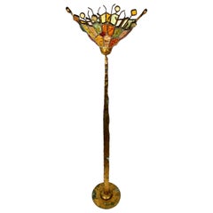 Lampadaire brutaliste en fer et verre d'art Albano Poli pour Poliarte, Italie, 1970