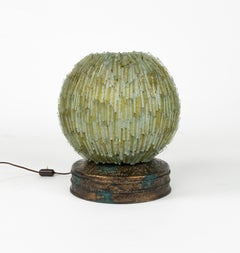 Brutalist Iron and Hammered Glass Table Lamp by Biancardi & Jordan, Italy 1970s