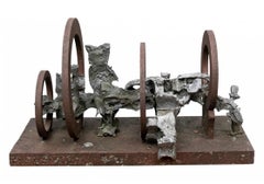 Mid Century Brutalist Iron And Slag Abstract Sculpture