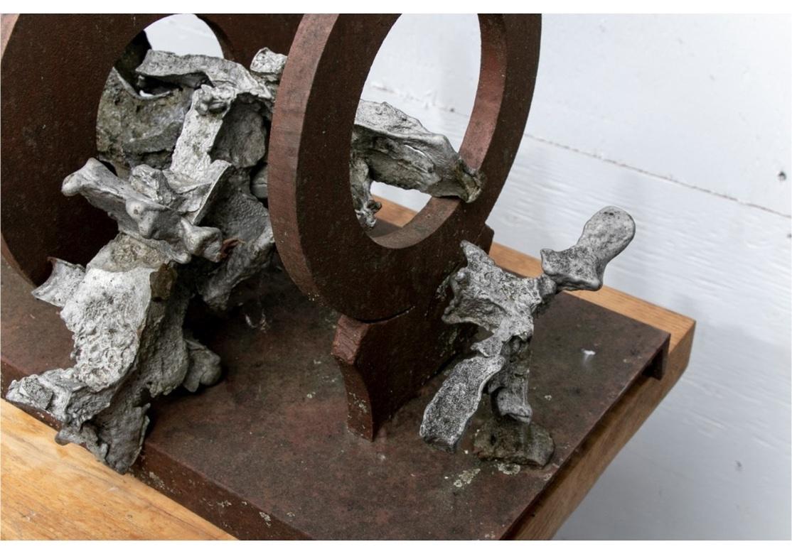 Mid Century Brutalist Iron And Slag Abstract Sculpture For Sale 1