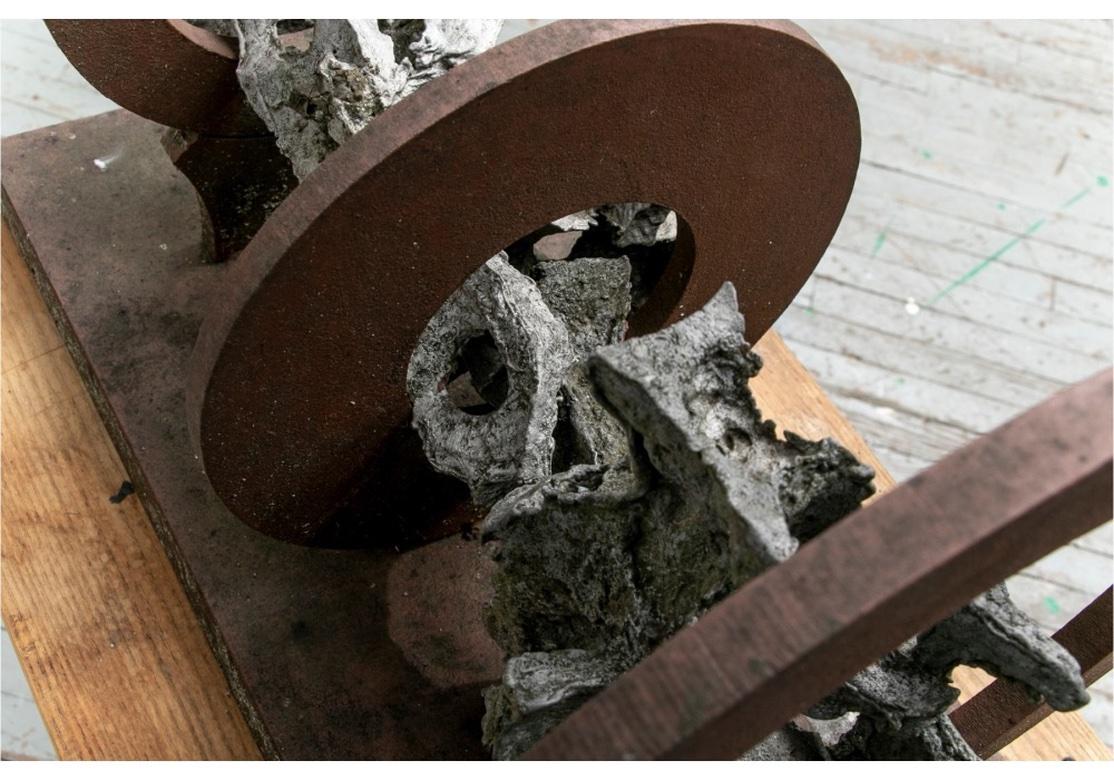 Mid Century Brutalist Iron And Slag Abstract Sculpture For Sale 2