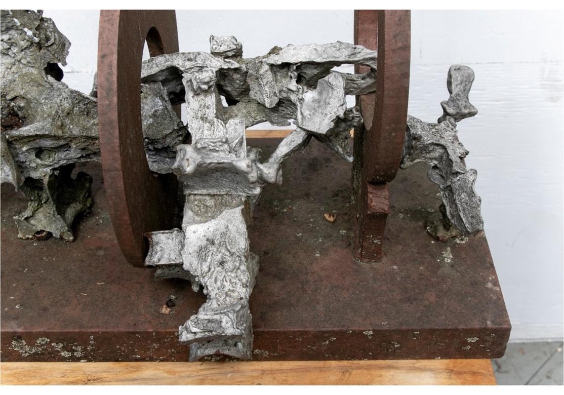 Mid Century Brutalist Iron And Slag Abstract Sculpture For Sale 3
