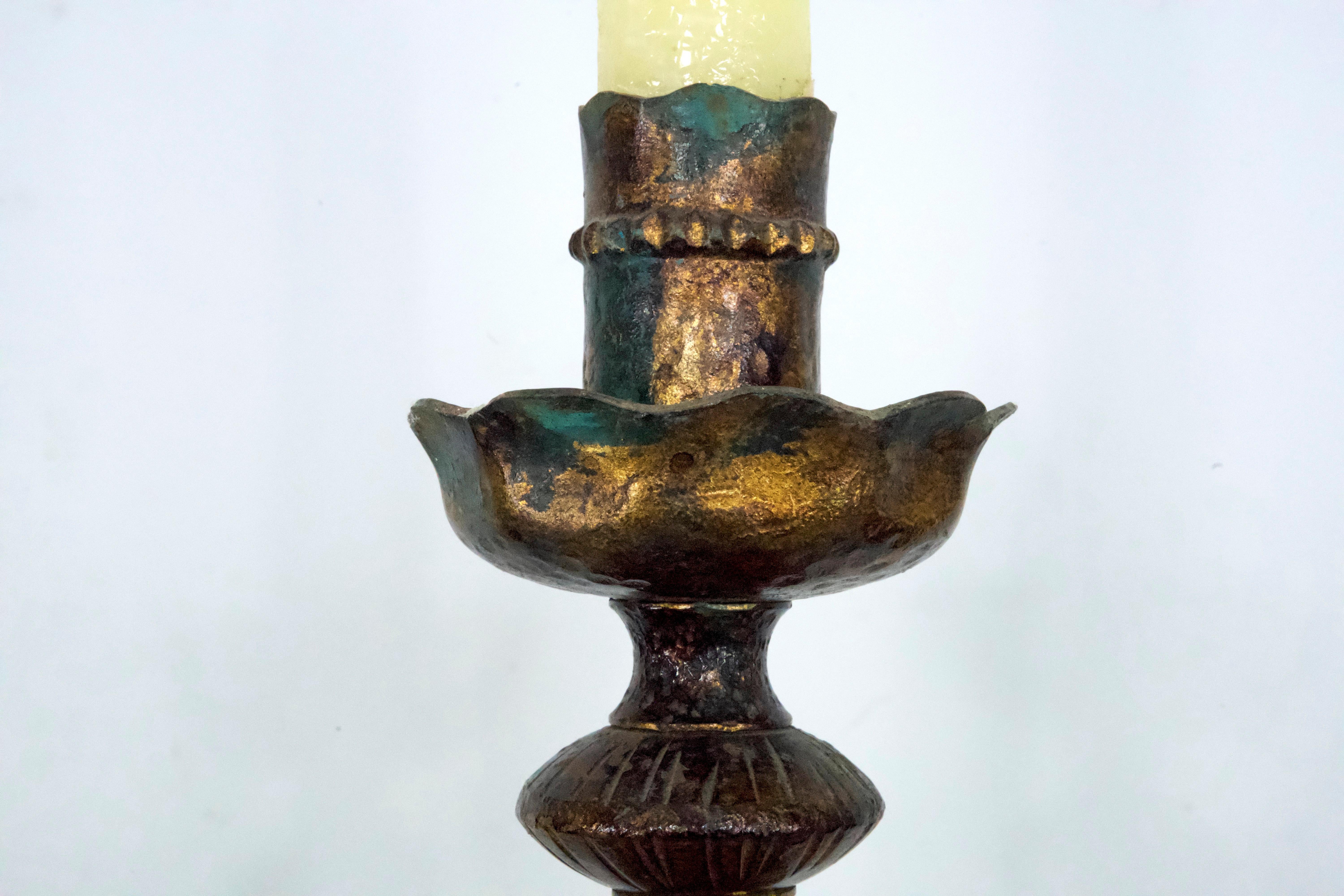 Brutalistischer eiserner Kerzenleuchter von Longobard, Italien, 1970er Jahre im Angebot 3