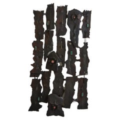 Brutalist Iron + Ceramic Wall Sculpture, France 1970s Brutalist Iron + Ceramic Wall Sculpture, France 1970s