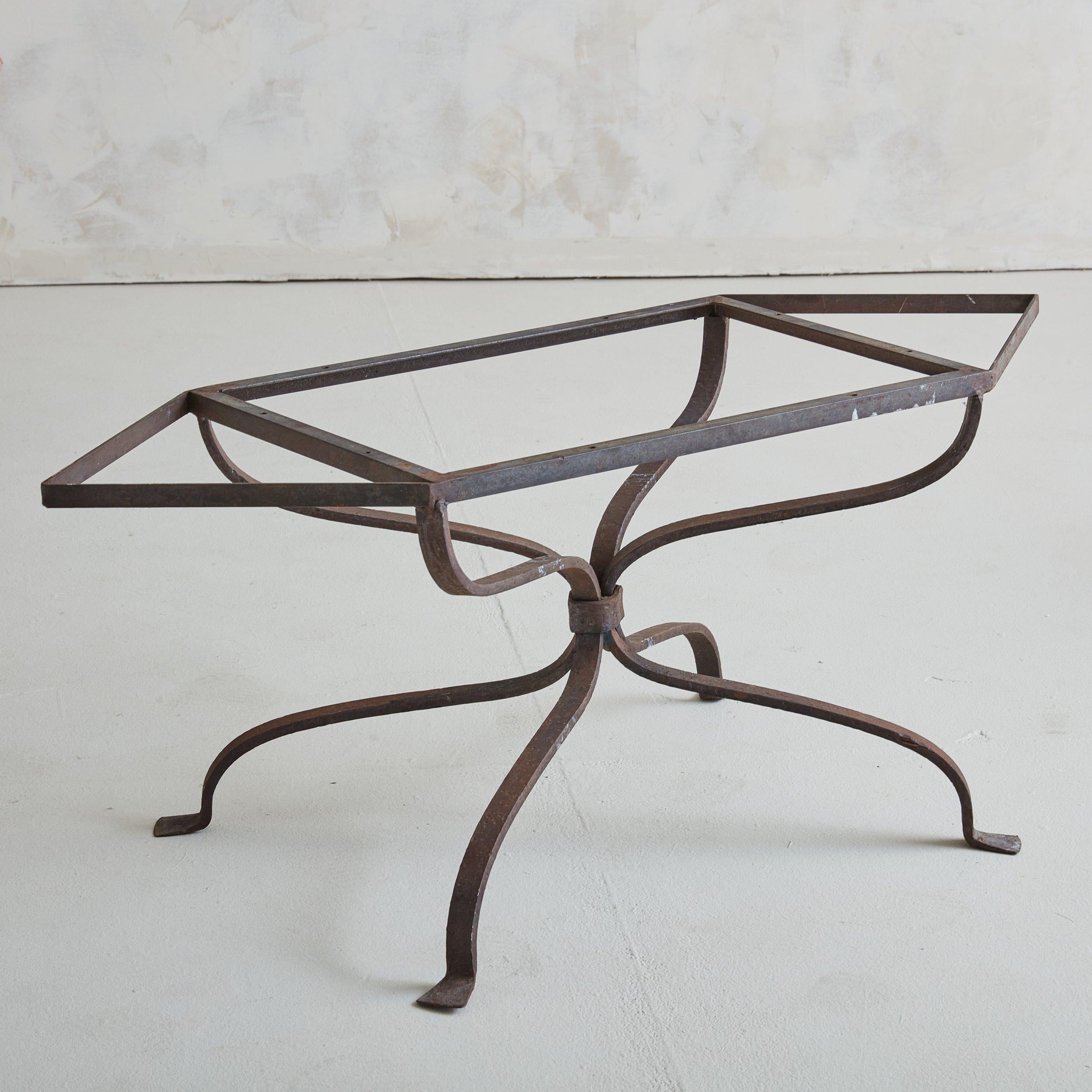 French Brutalist Iron Coffee Table with Slate Top, France 1970s For Sale
