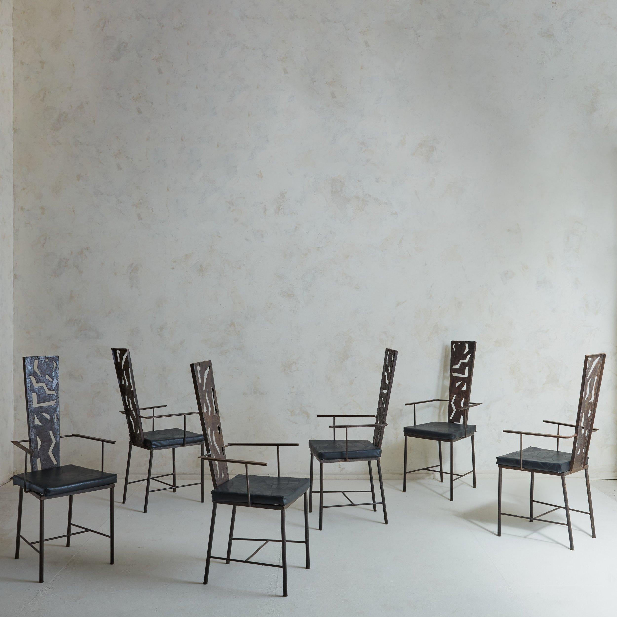 French Brutalist Iron Dining Chair, France 1970s - 6 Available For Sale