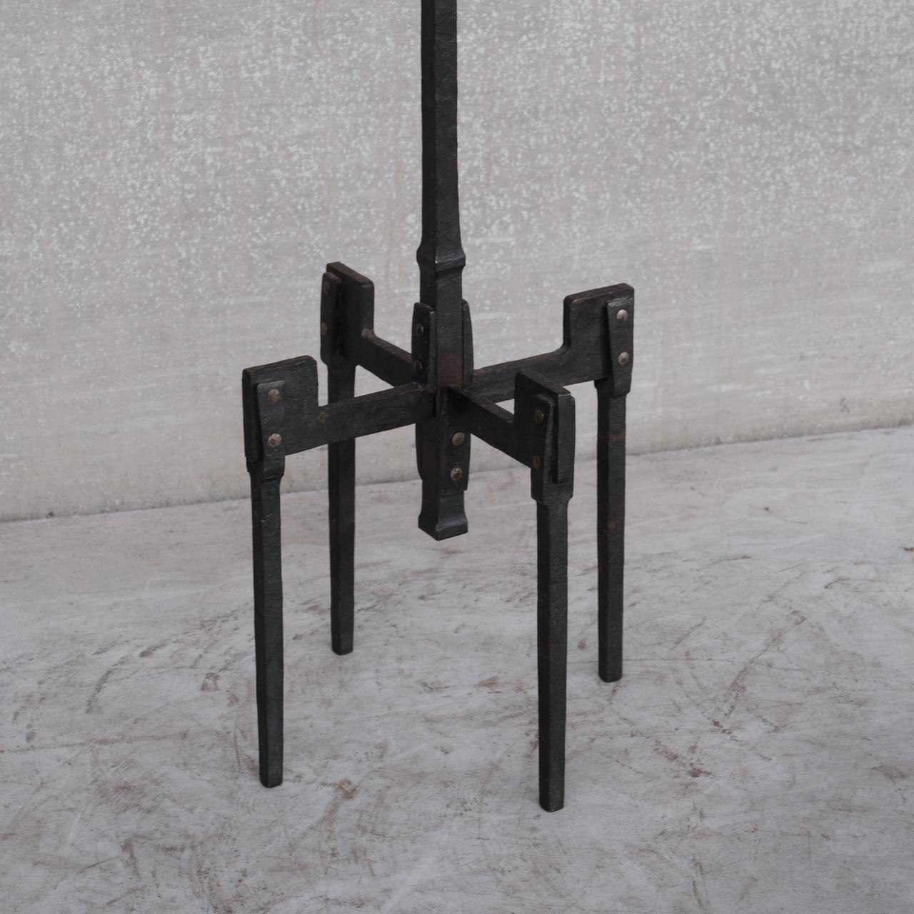 Brutalist Iron Mid-Century Floor and Table Lamp Set '4' For Sale 5