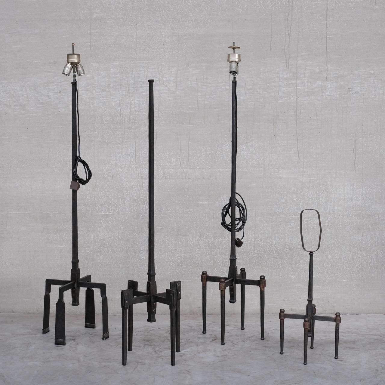 Brutalist Iron Mid-Century Floor and Table Lamp Set '4' For Sale 7
