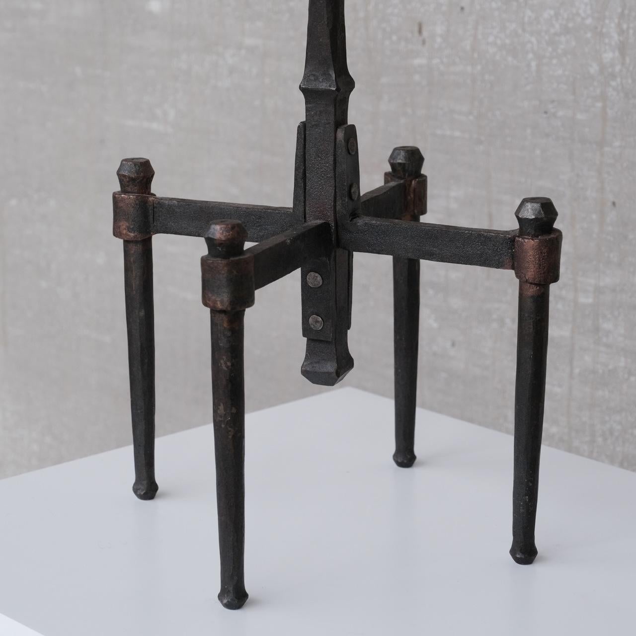 French Brutalist Iron Mid-Century Floor and Table Lamp Set '4' For Sale