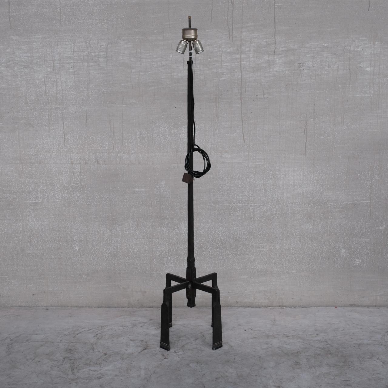 Brutalist Iron Mid-Century Floor and Table Lamp Set '4' In Good Condition For Sale In London, GB