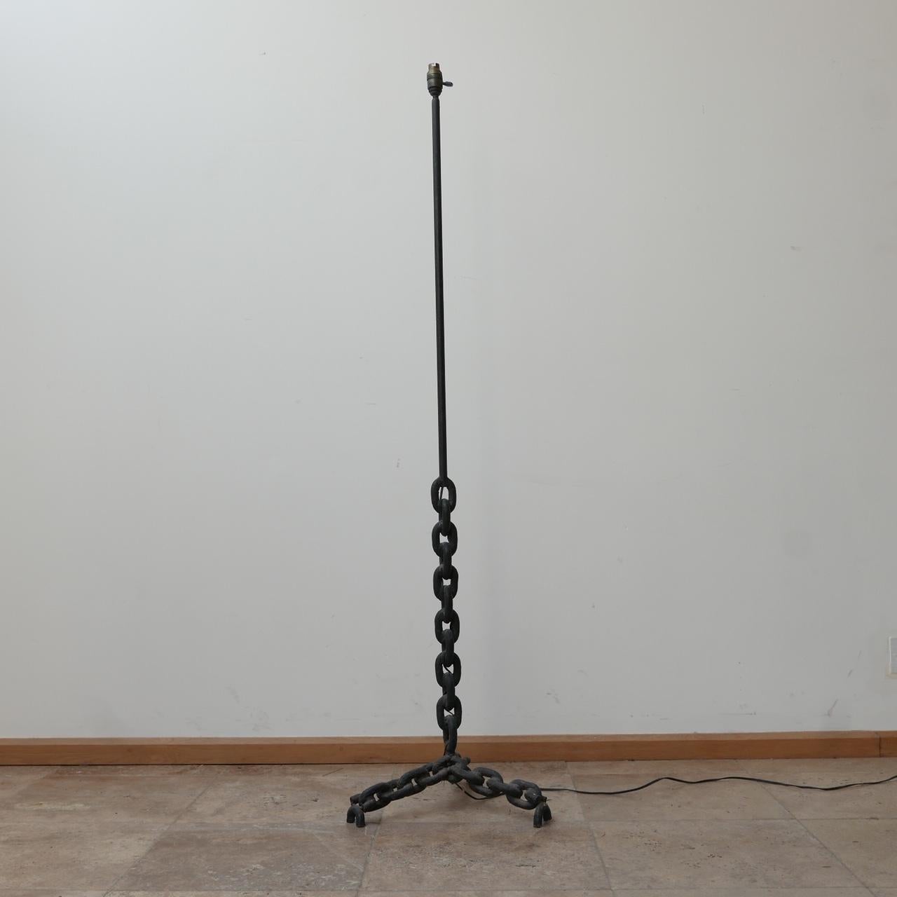 Brutalist Iron Mid-Century French Chain Floor Lamp 4