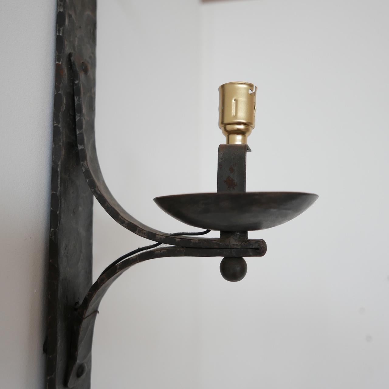 20th Century Brutalist Iron Mid-Century French Wall Lights 3