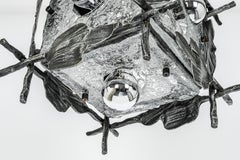 Lampe à suspension brutaliste en fer et verre de Murano de Tom Ahlstrm et Hans Ehrlich, Suède, 1970