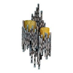 Brutalist Iron Wall Lamp Sconce from Marcello Fantoni, Italy, 1960s