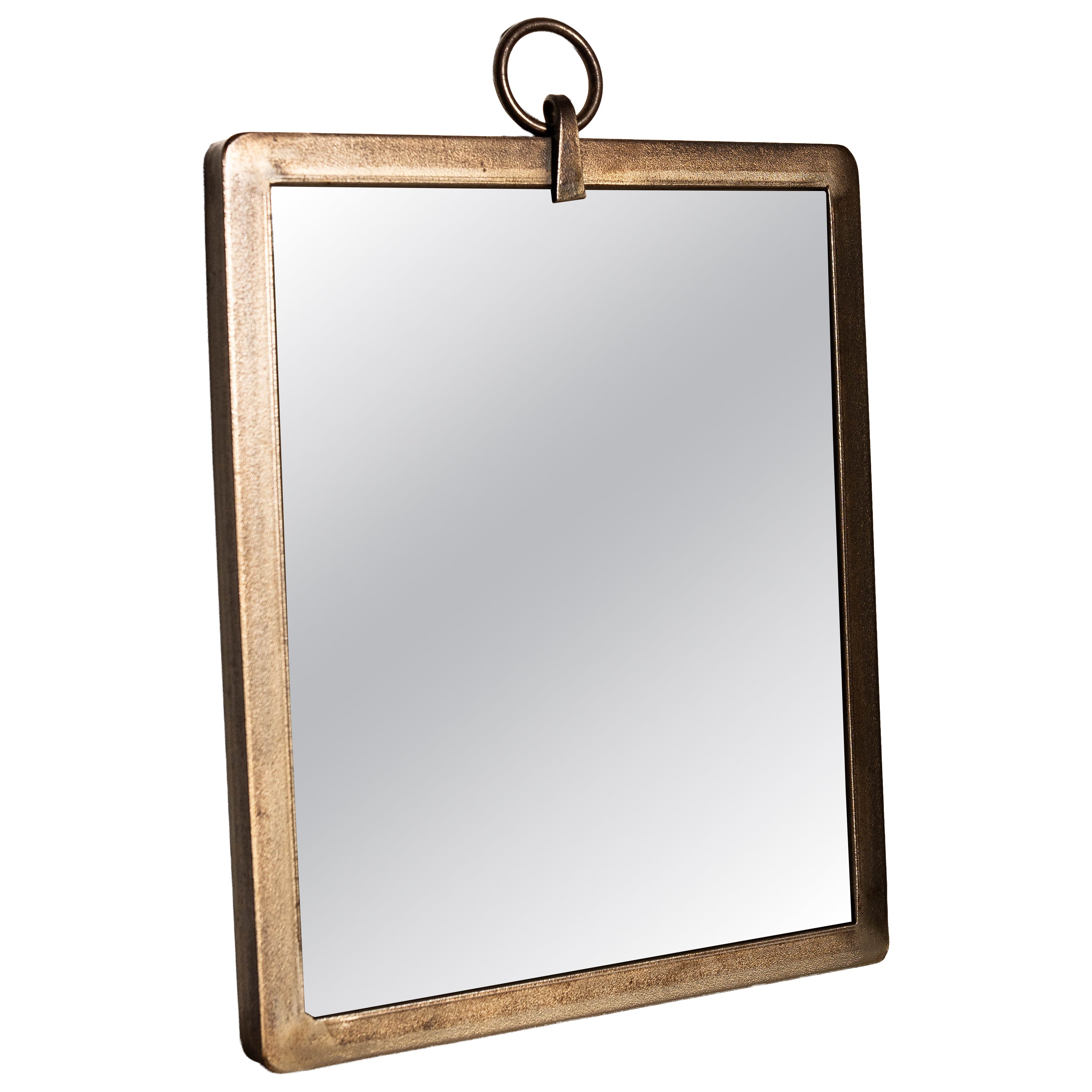 Brutalist Iron Wall Mirror - Mid-Century Metal Wall Mirror - France 1950s en vente