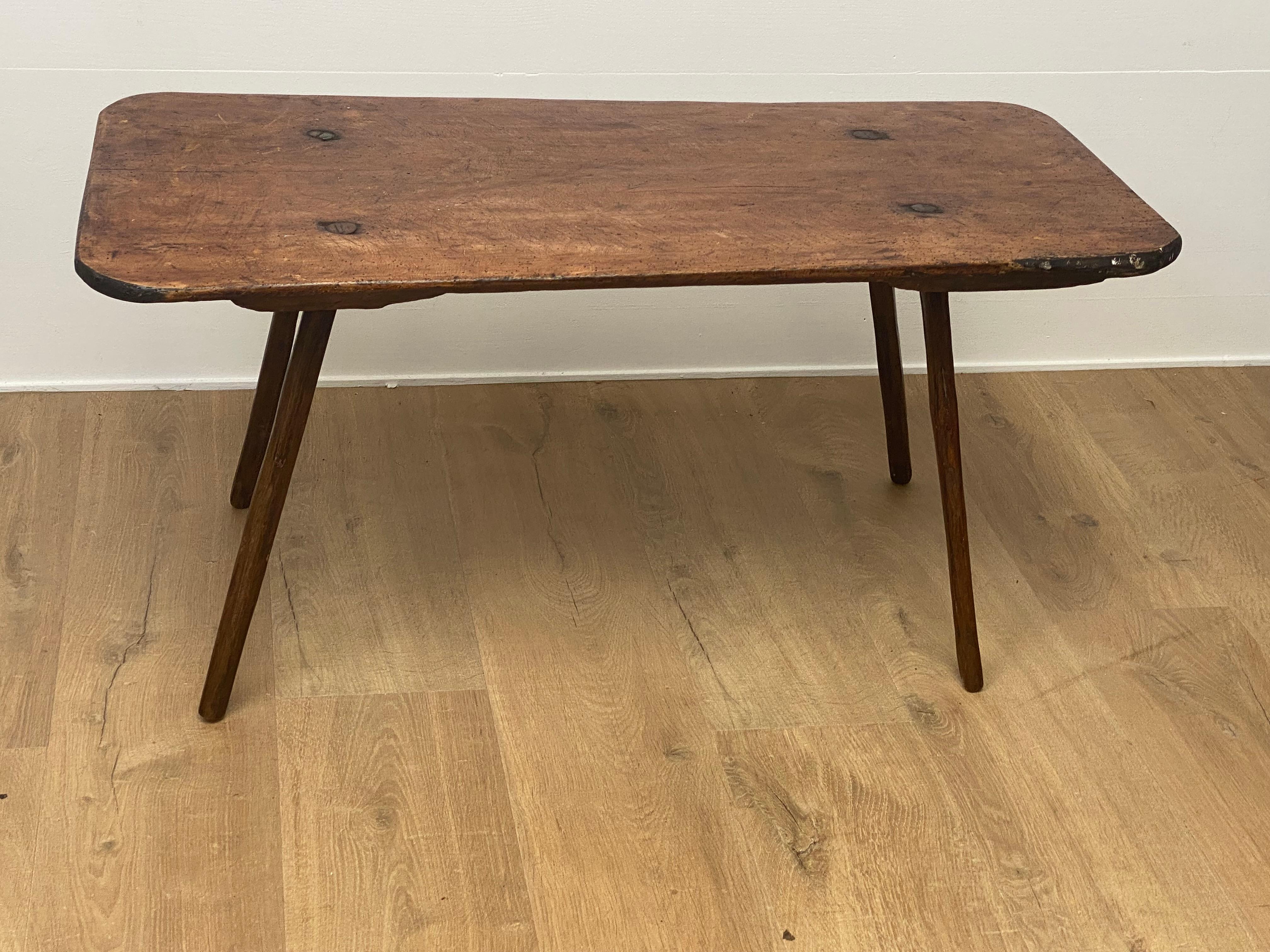 Fruitwood Brutalist Italian Antique small Farmers Table For Sale